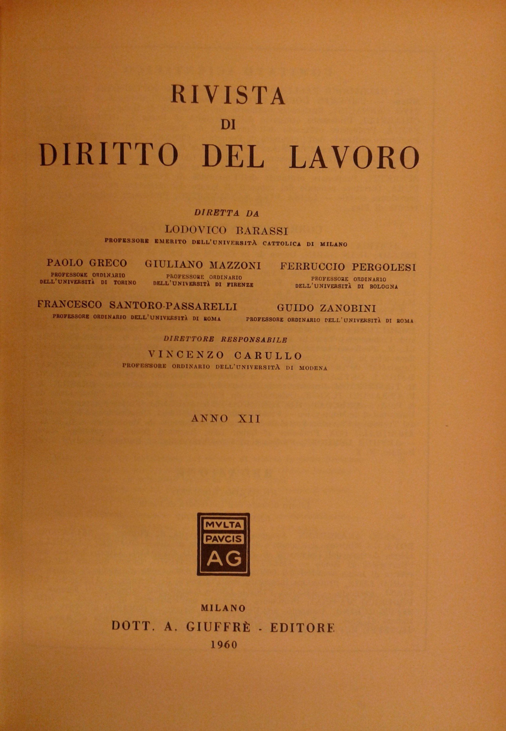 Rivista di diritto del lavoro.
