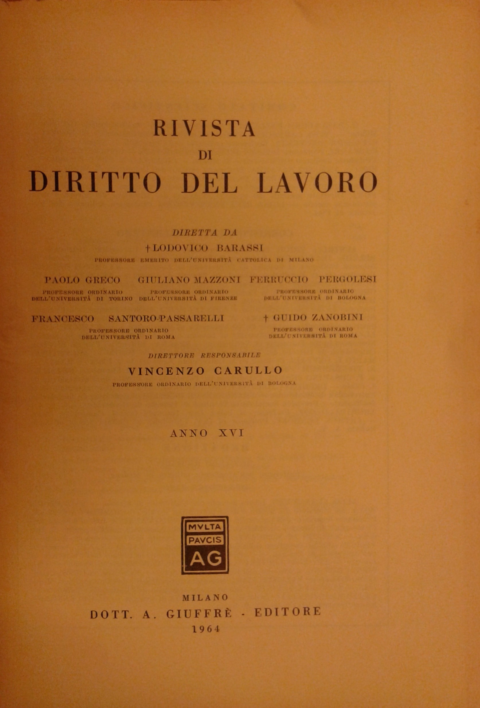 Rivista di diritto del lavoro.