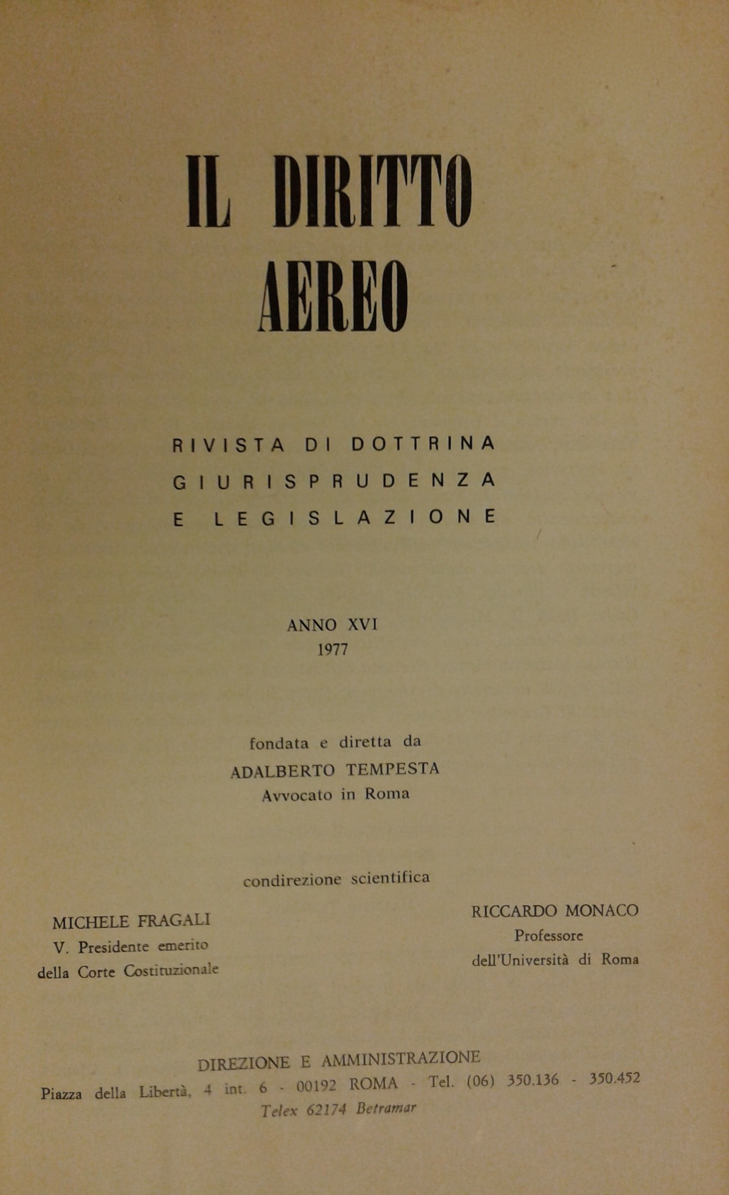 Il diritto aereo.