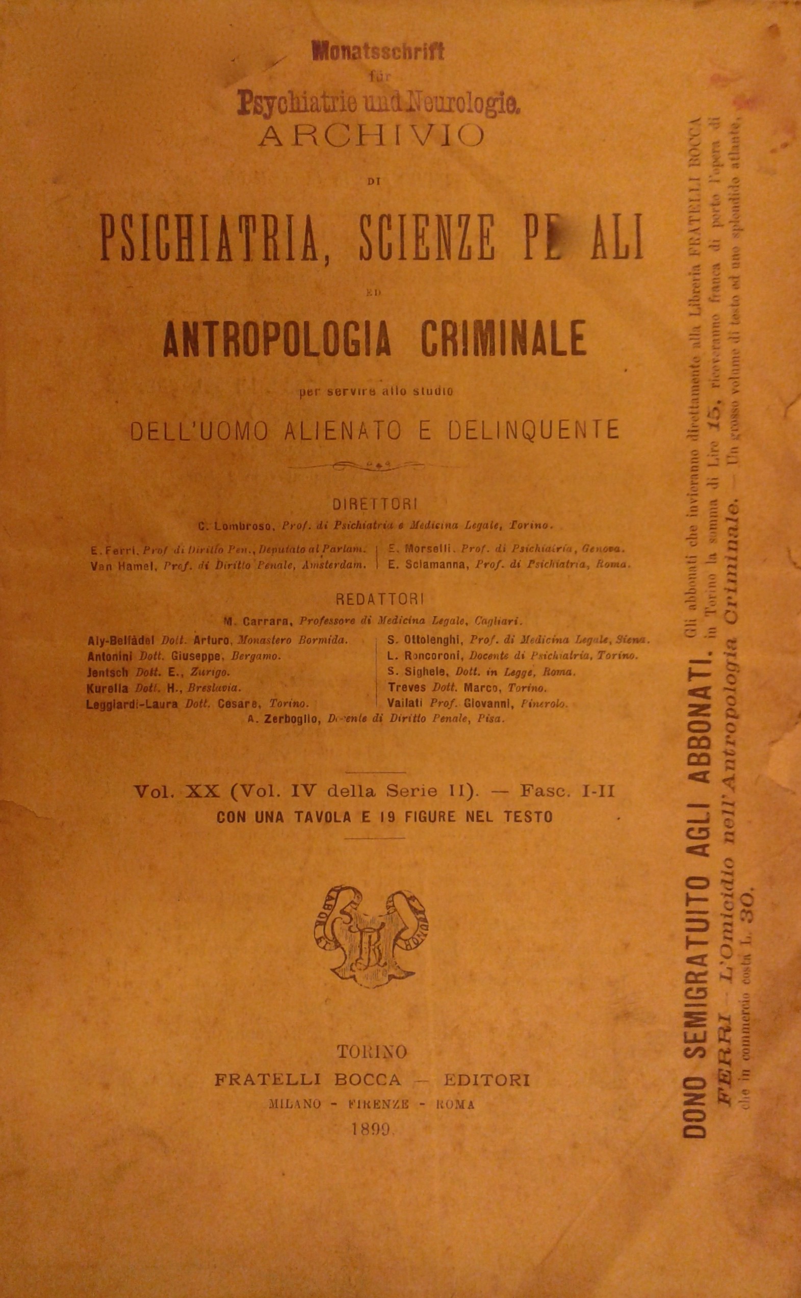 Archivio di Psichiatria, Scienze penali, ed Antropologia criminale 
