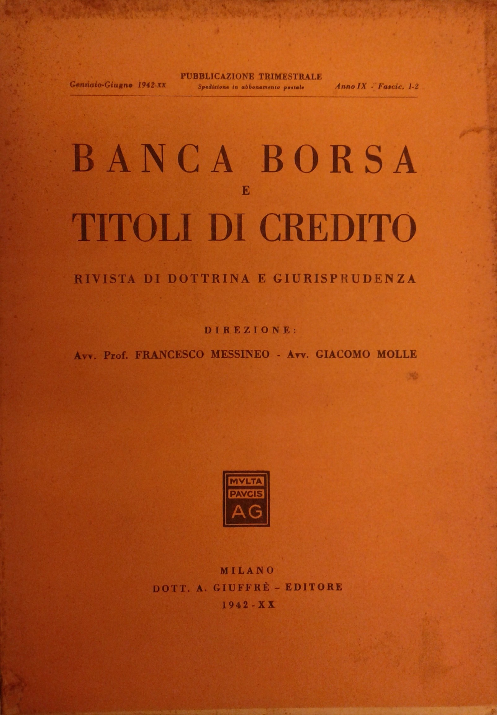 Banca borsa e titoli di credito. Rivista di Dottrina e Giurisprudenza