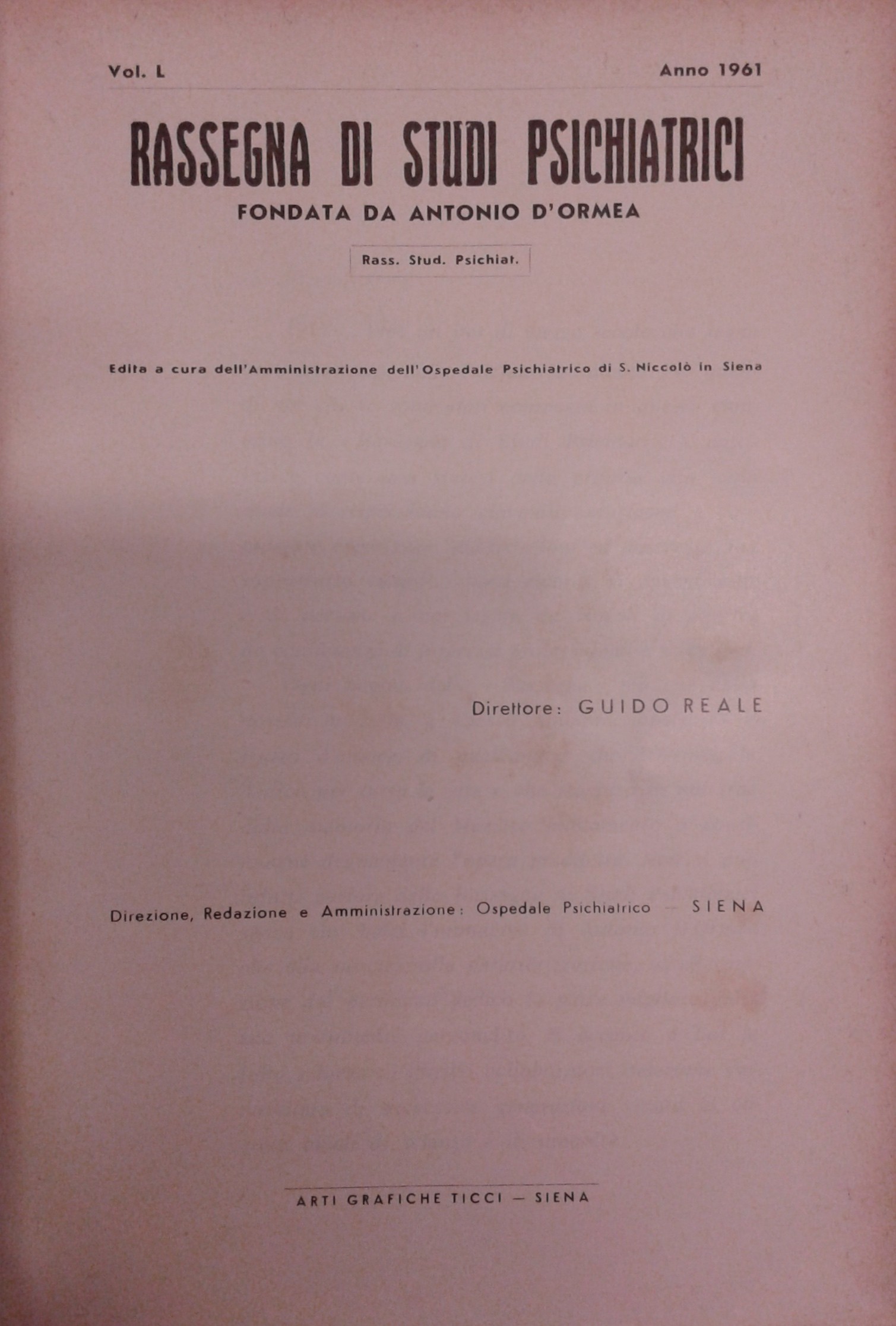 Rassegna di studi psichiatrici. Diretta da Antonio D'Ormea.