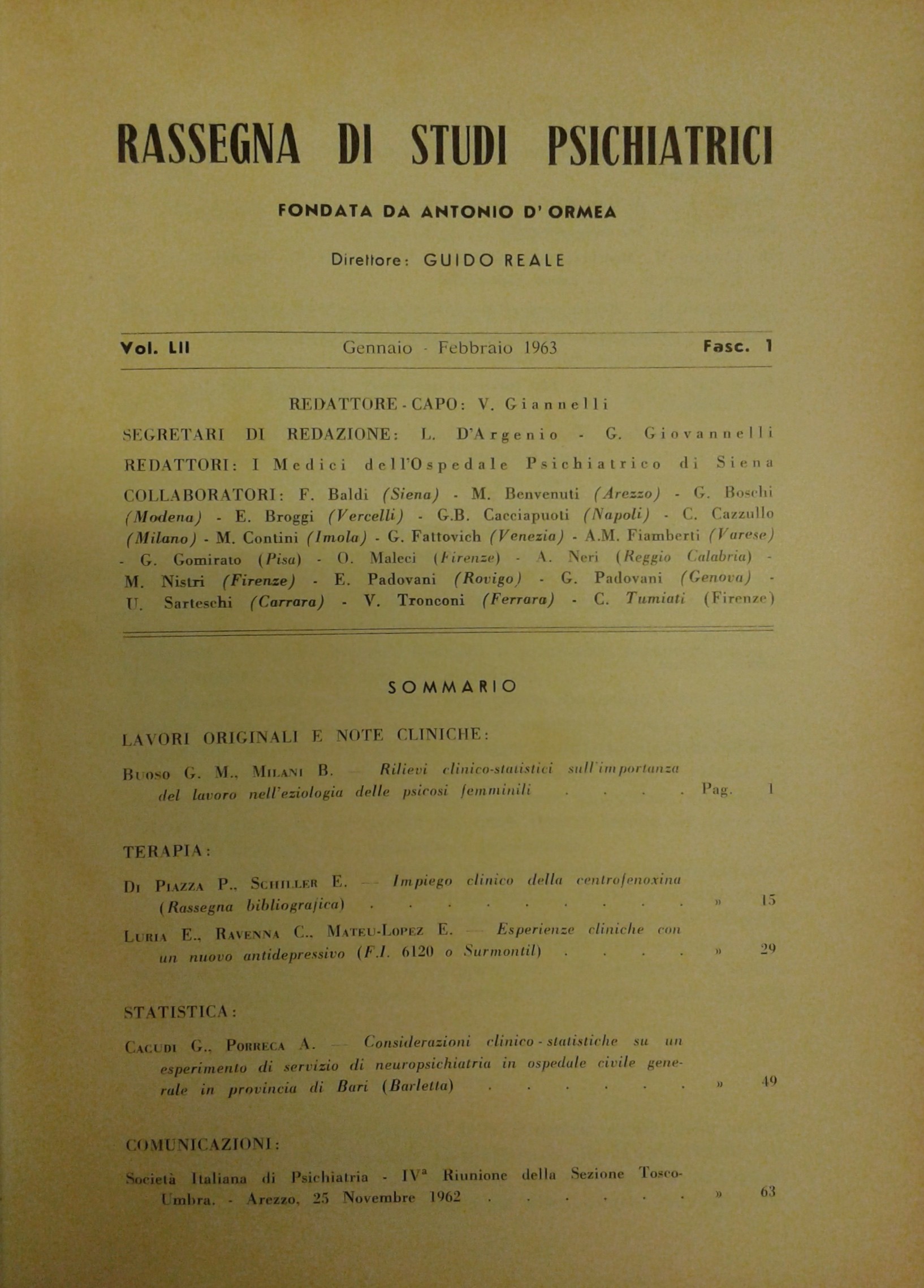 Rassegna di studi psichiatrici. Diretta da Antonio D'Ormea.