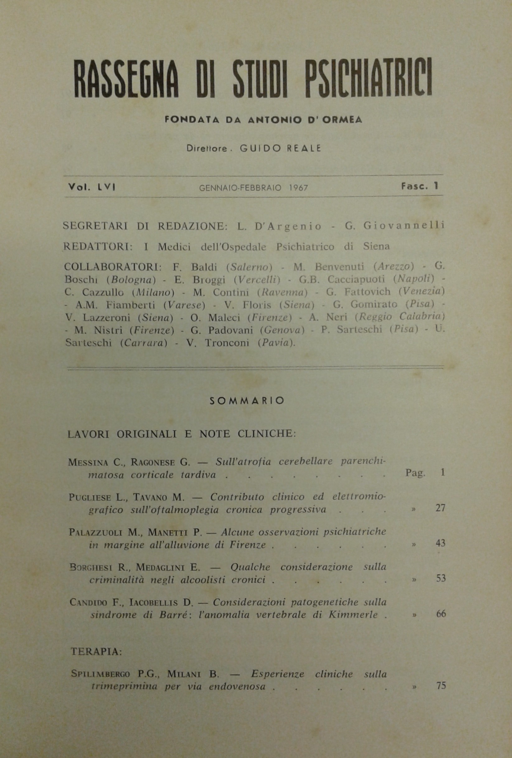 Rassegna di studi psichiatrici. Diretta da Antonio D'Ormea.