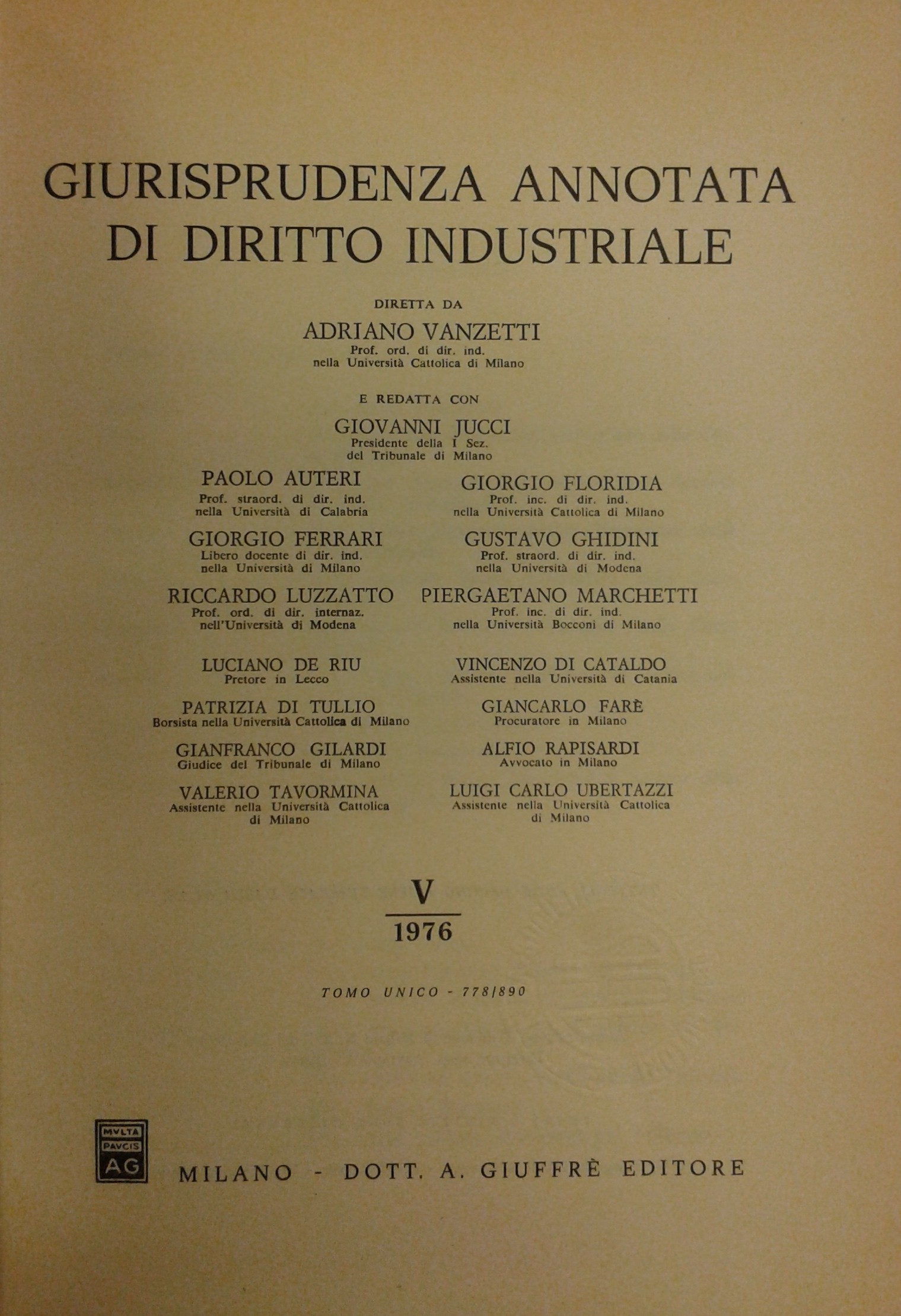 Giurisprudenza annotata di diritto industriale. 