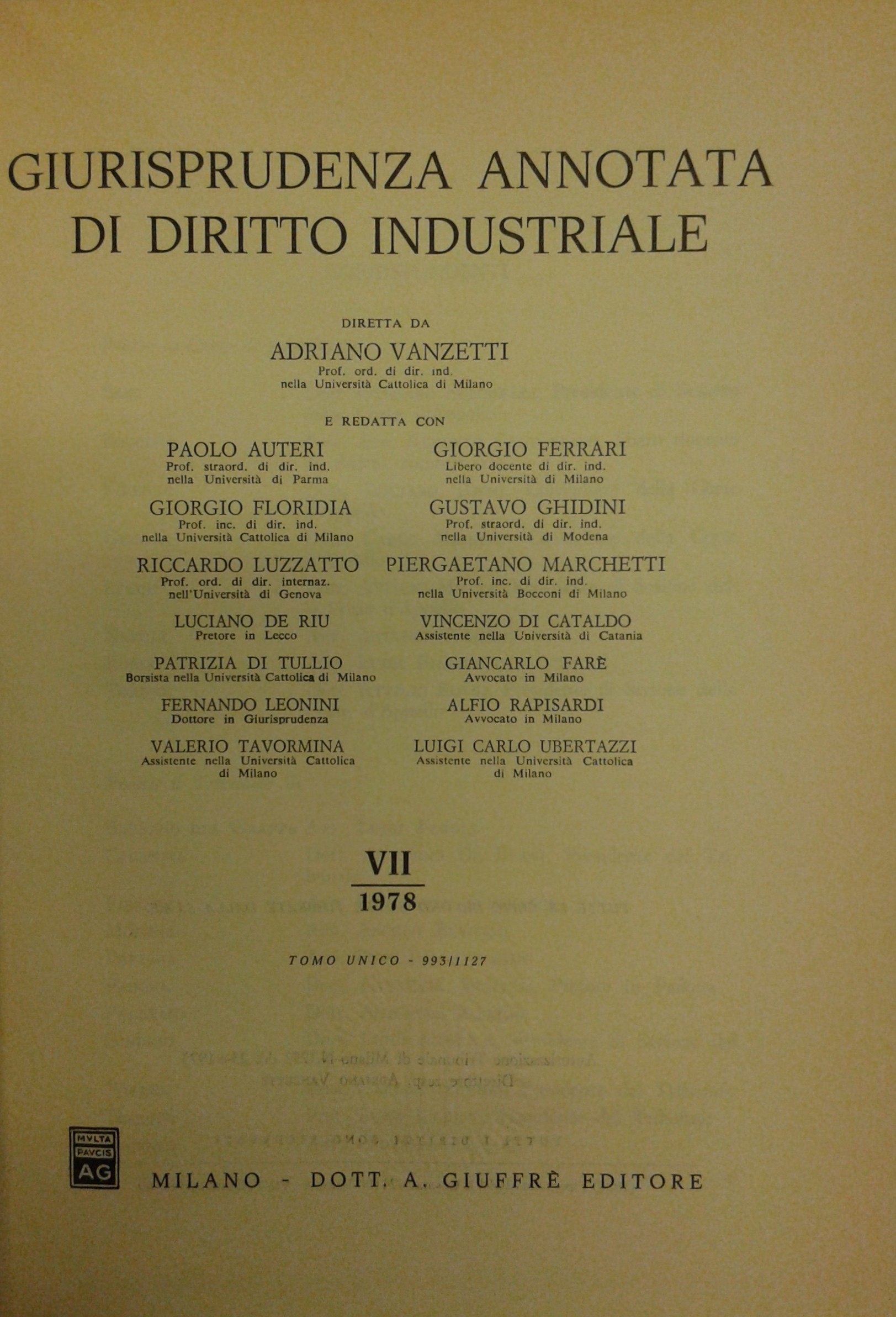 Giurisprudenza annotata di diritto industriale. 
