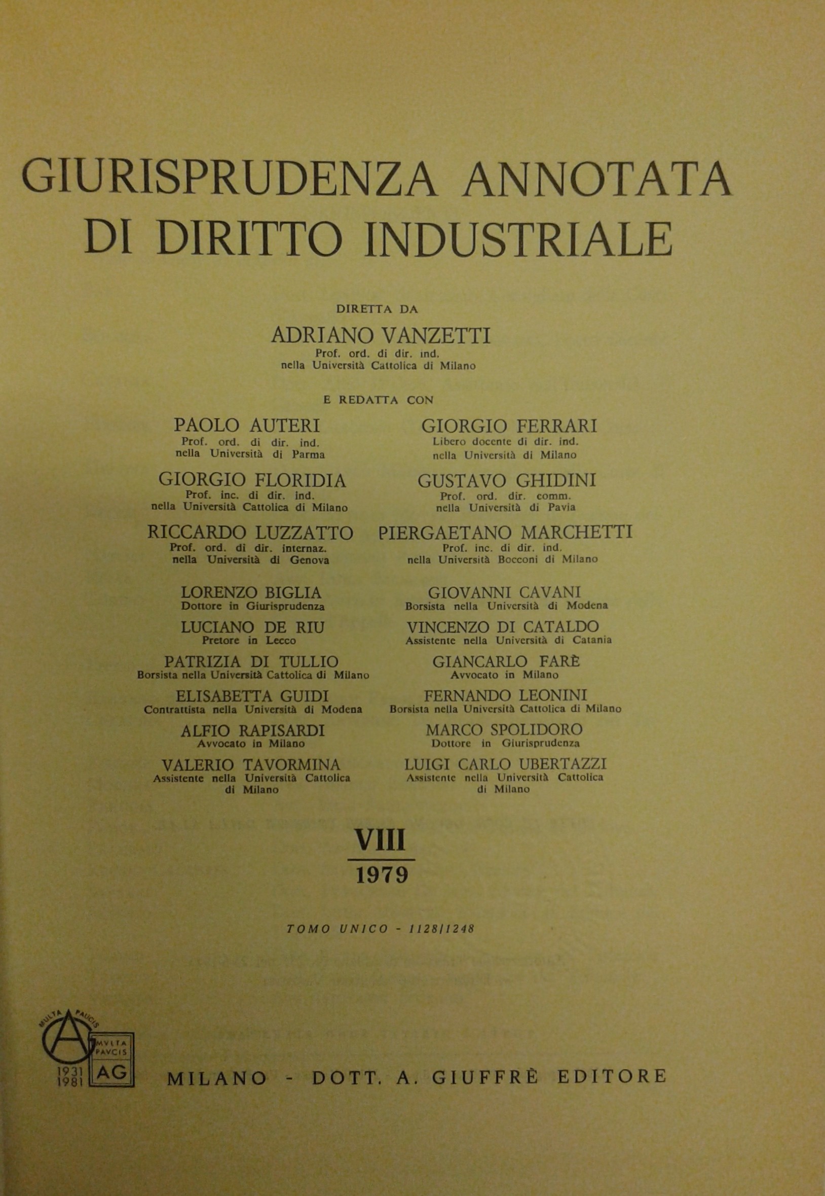 Giurisprudenza annotata di diritto industriale. 