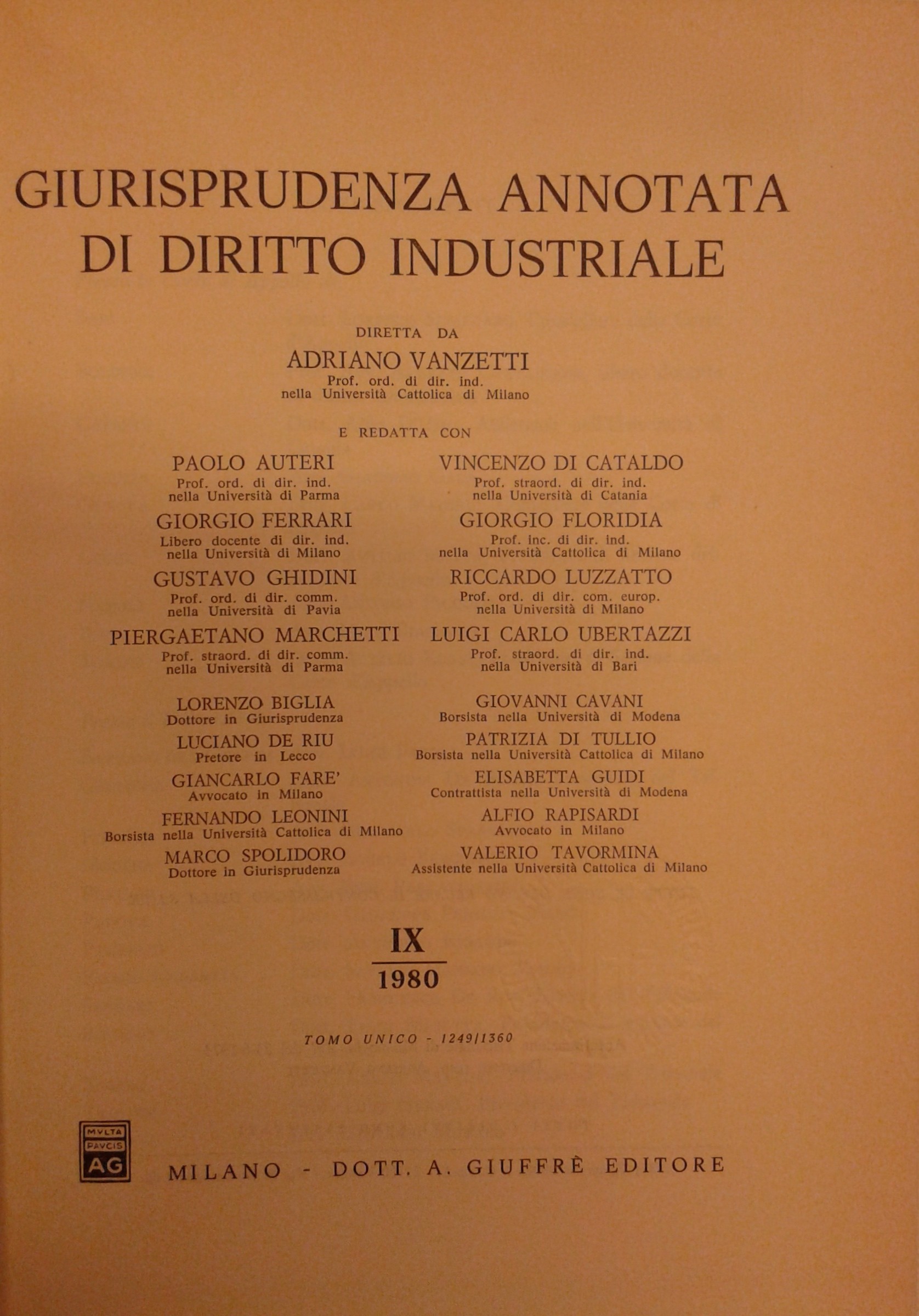 Giurisprudenza annotata di diritto industriale. 