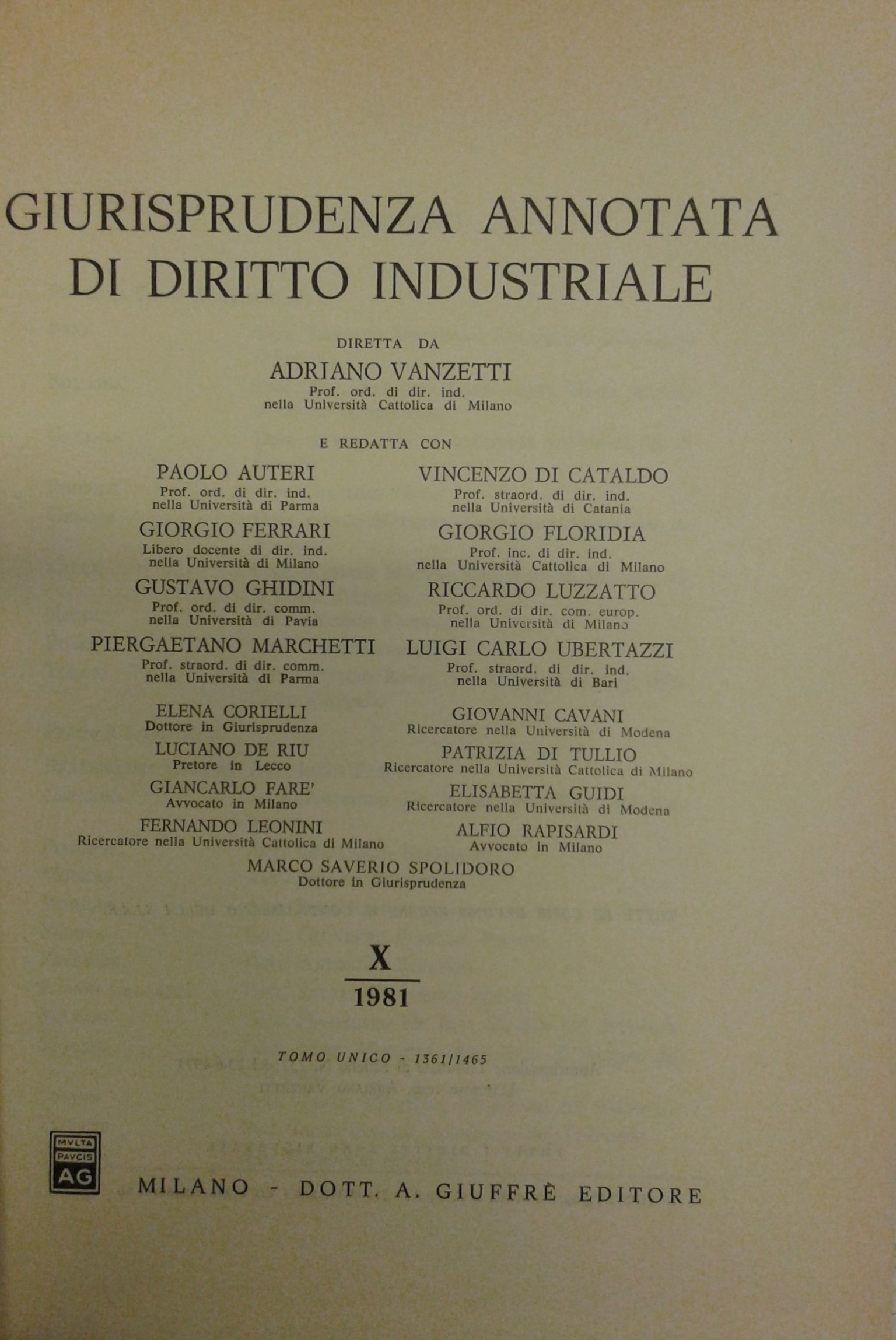 Giurisprudenza annotata di diritto industriale. 
