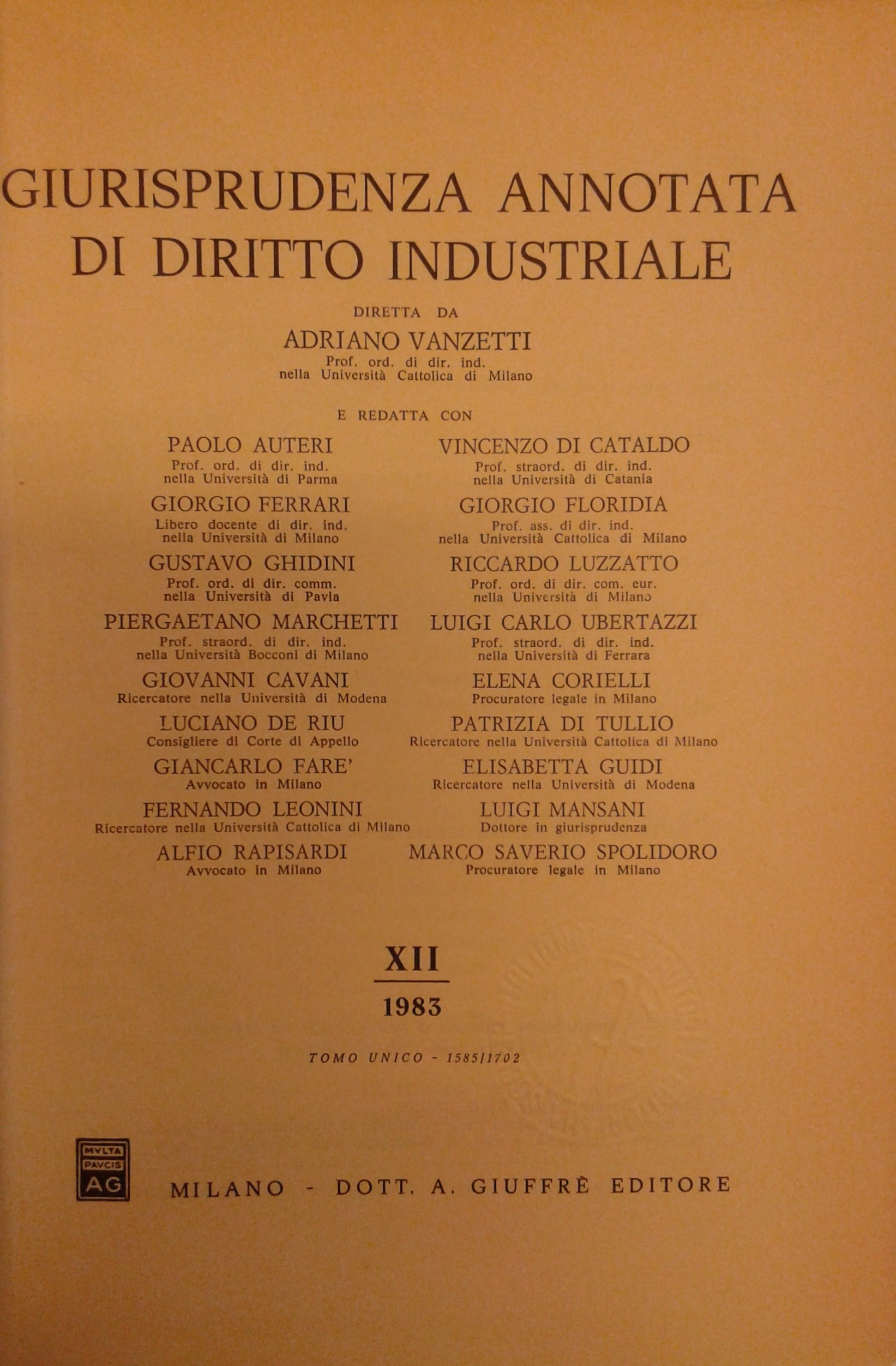 Giurisprudenza annotata di diritto industriale. 
