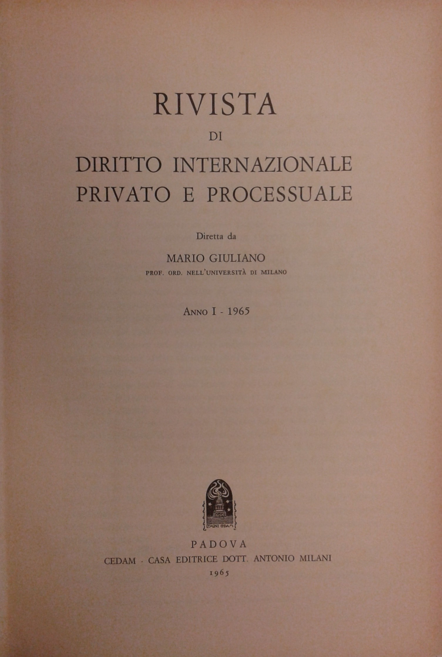 Rivista di diritto internazionale privato e processuale.