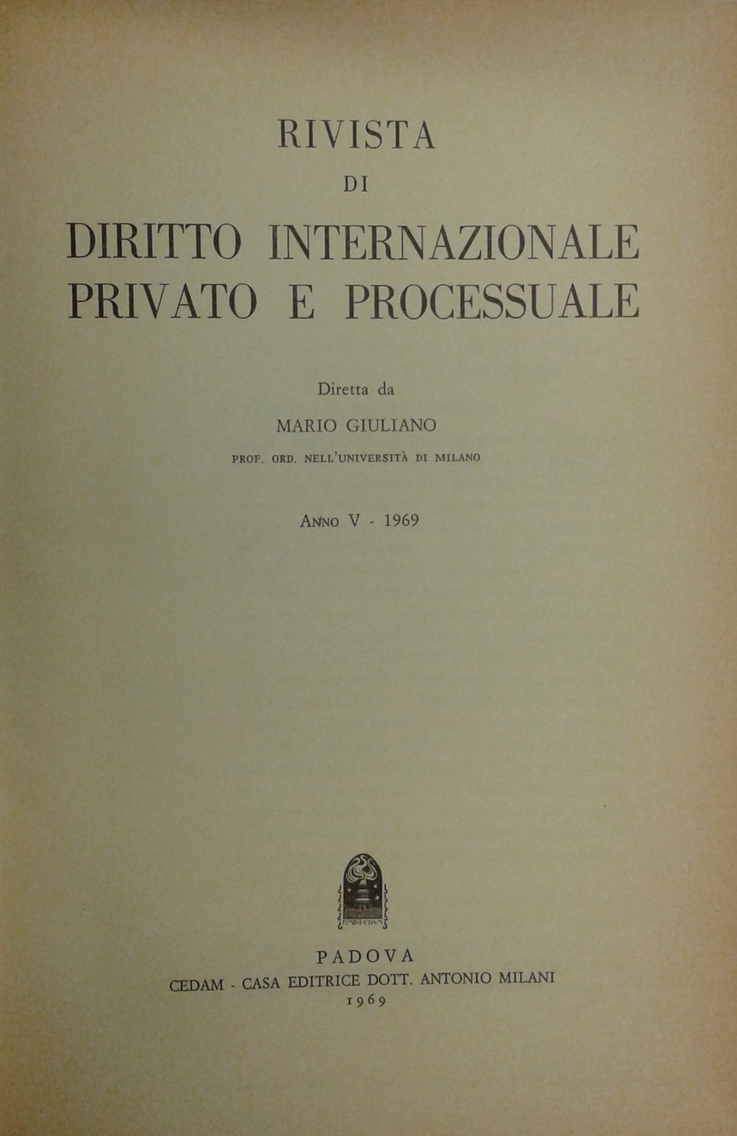 Rivista di diritto internazionale privato e processuale.