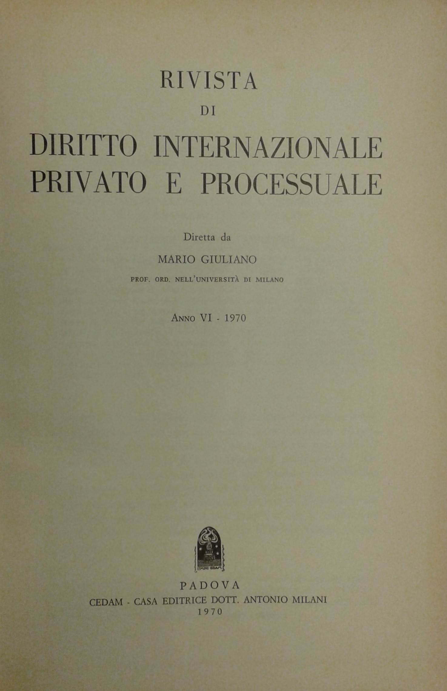 Rivista di diritto internazionale privato e processuale.