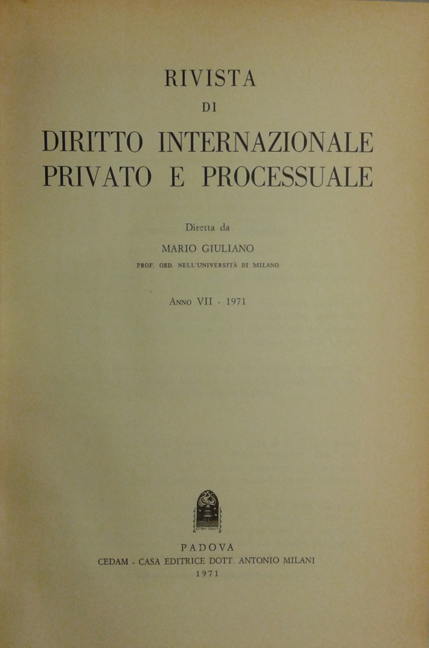 Rivista di diritto internazionale privato e processuale.
