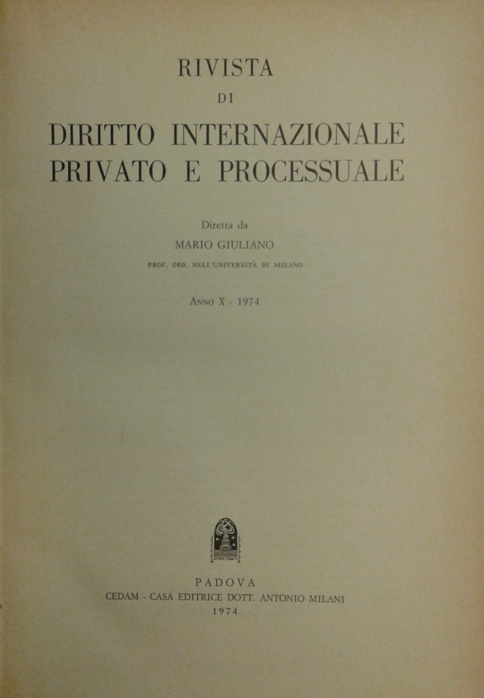 Rivista di diritto internazionale privato e processuale.