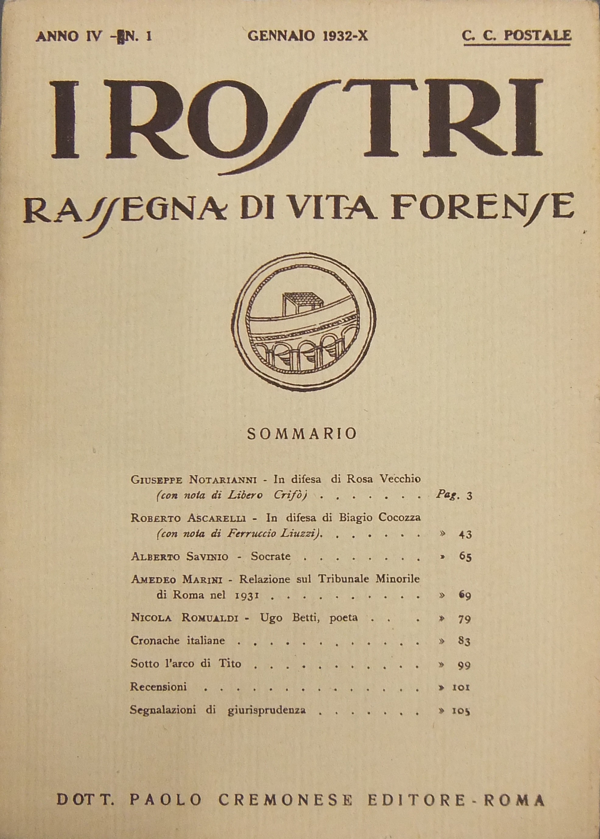 I Rostri. Rassegna di vita forense