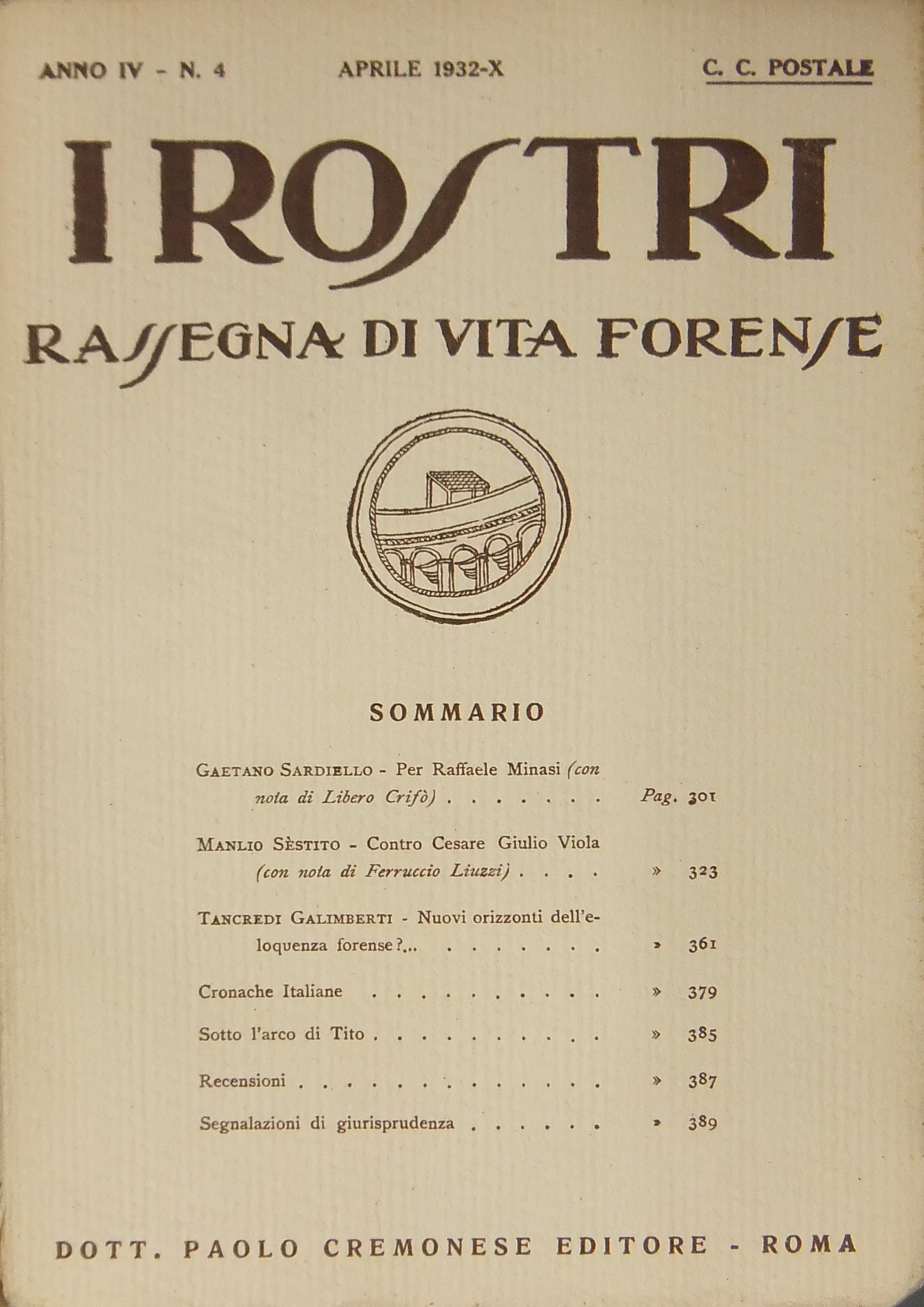 I Rostri. Rassegna di vita forense