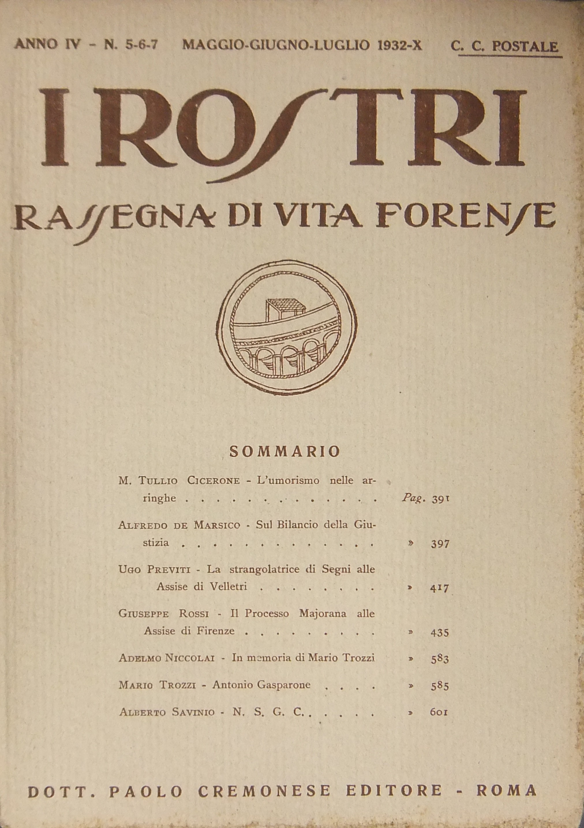 I Rostri. Rassegna di vita forense