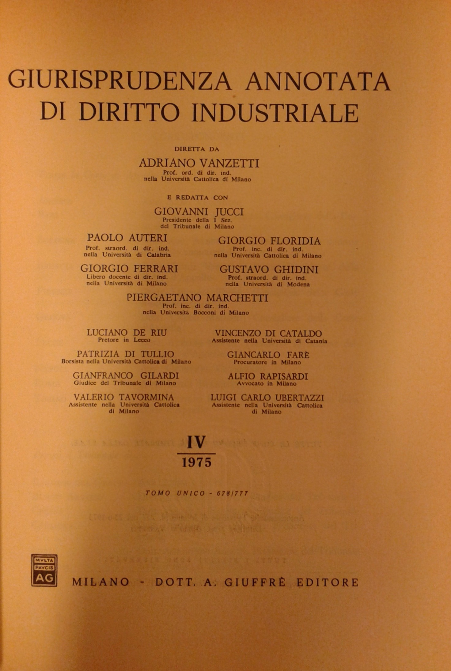 Giurisprudenza annotata di diritto industriale. 