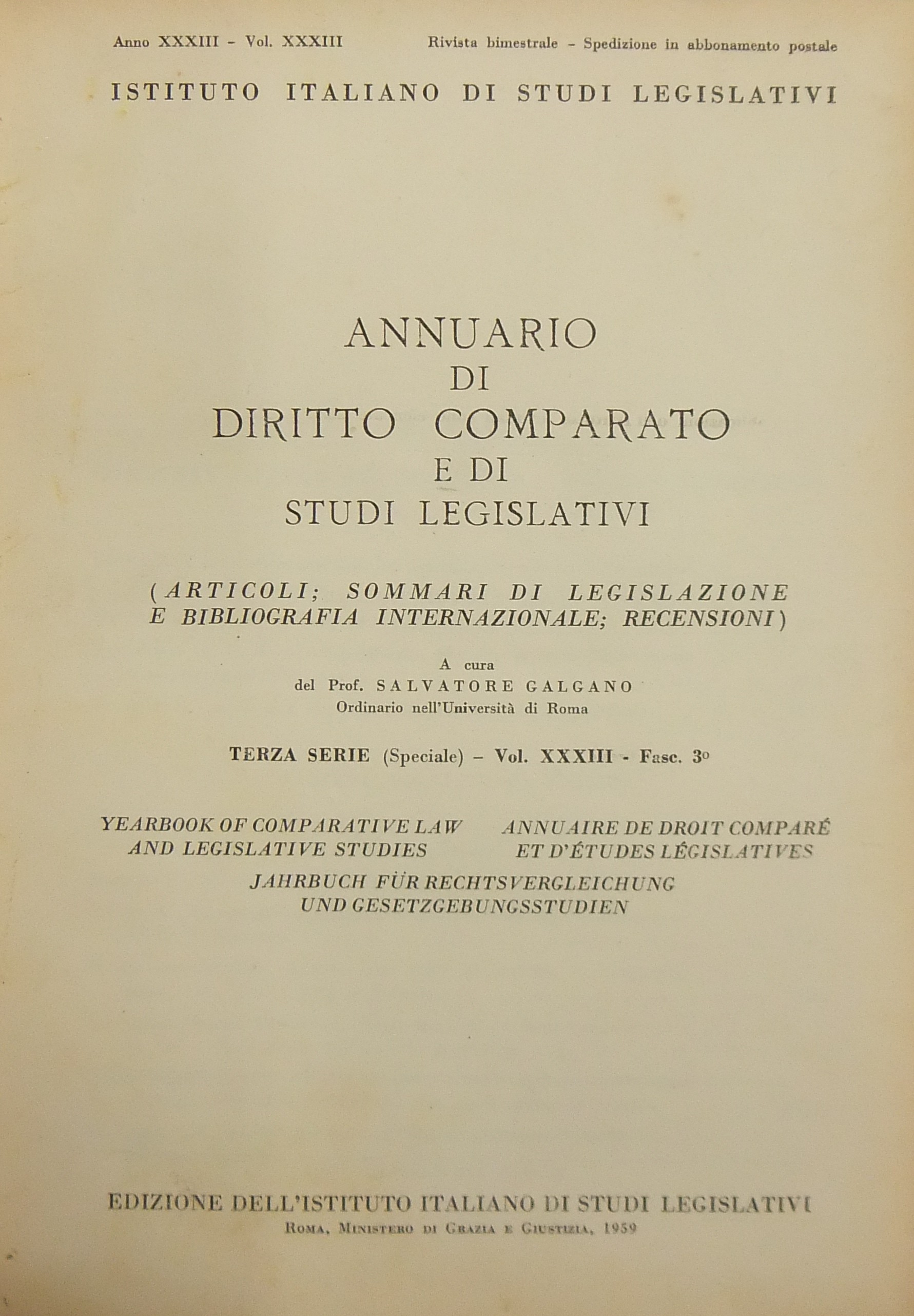 Annuario di diritto comparato e di studi legislativi