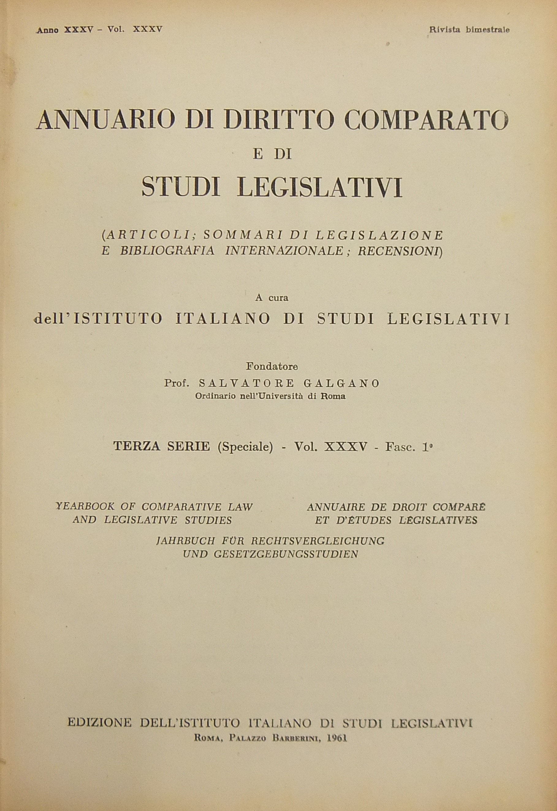 Annuario di diritto comparato e di studi legislativi