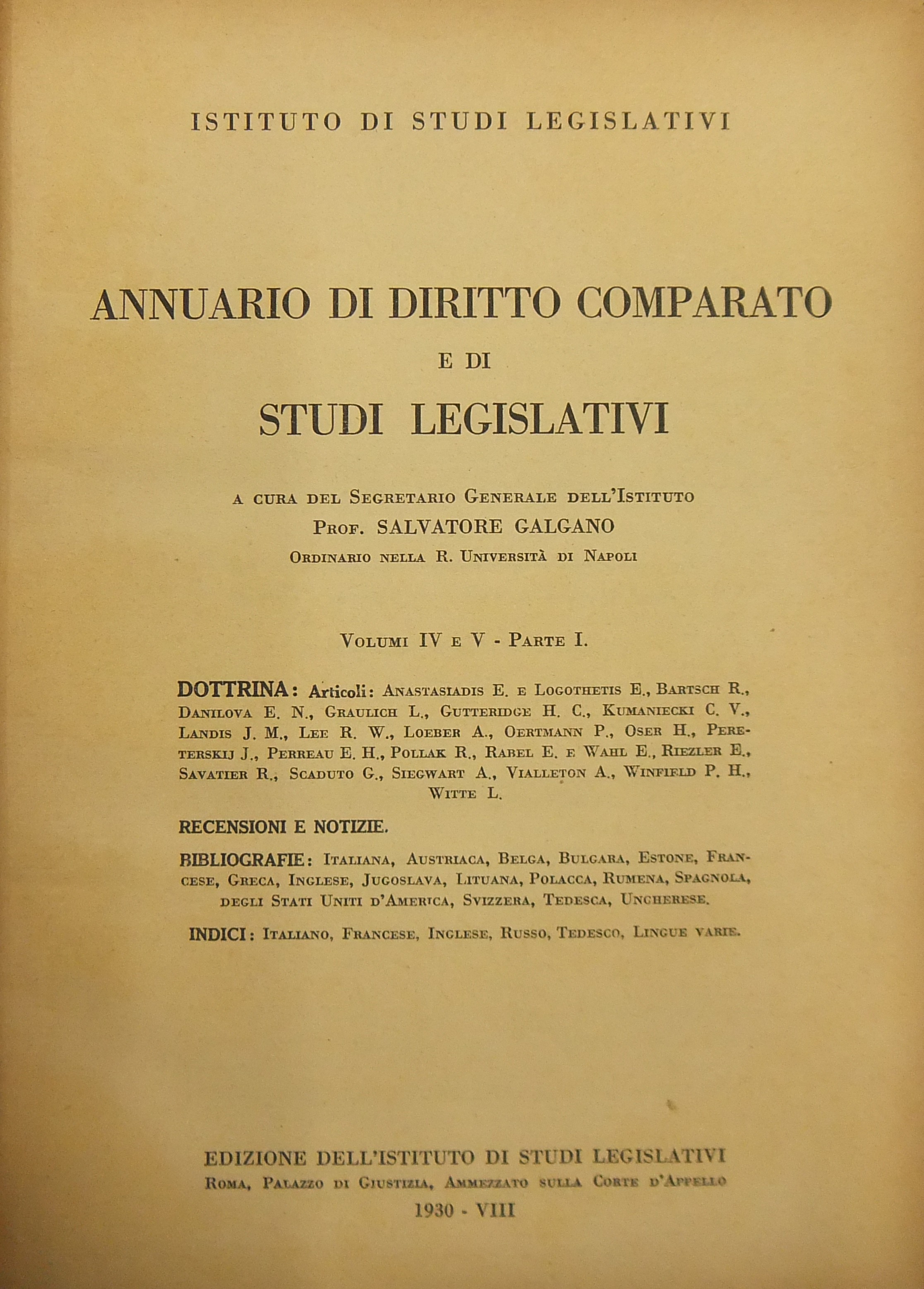 Annuario di diritto comparato e di studi legislativi