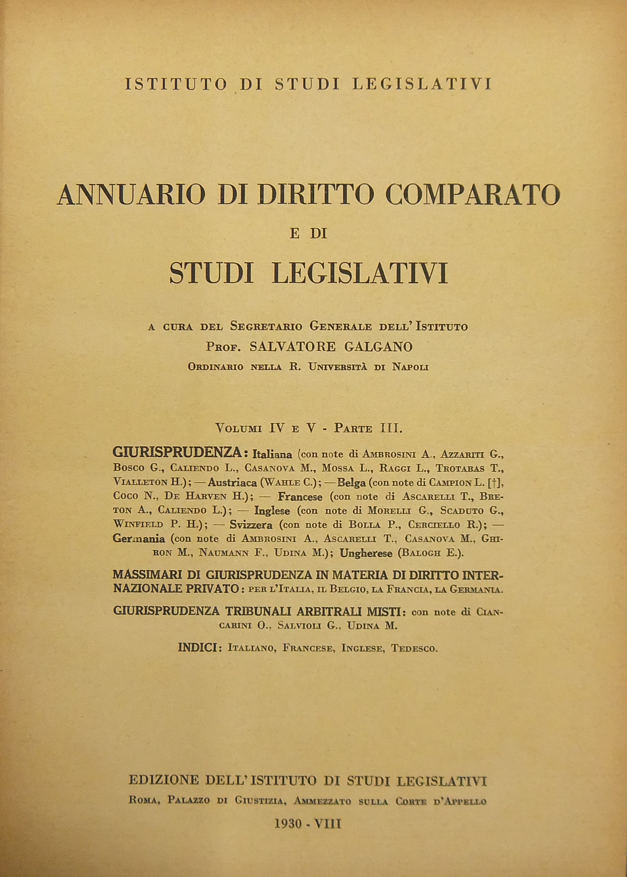 Annuario di diritto comparato e di studi legislativi