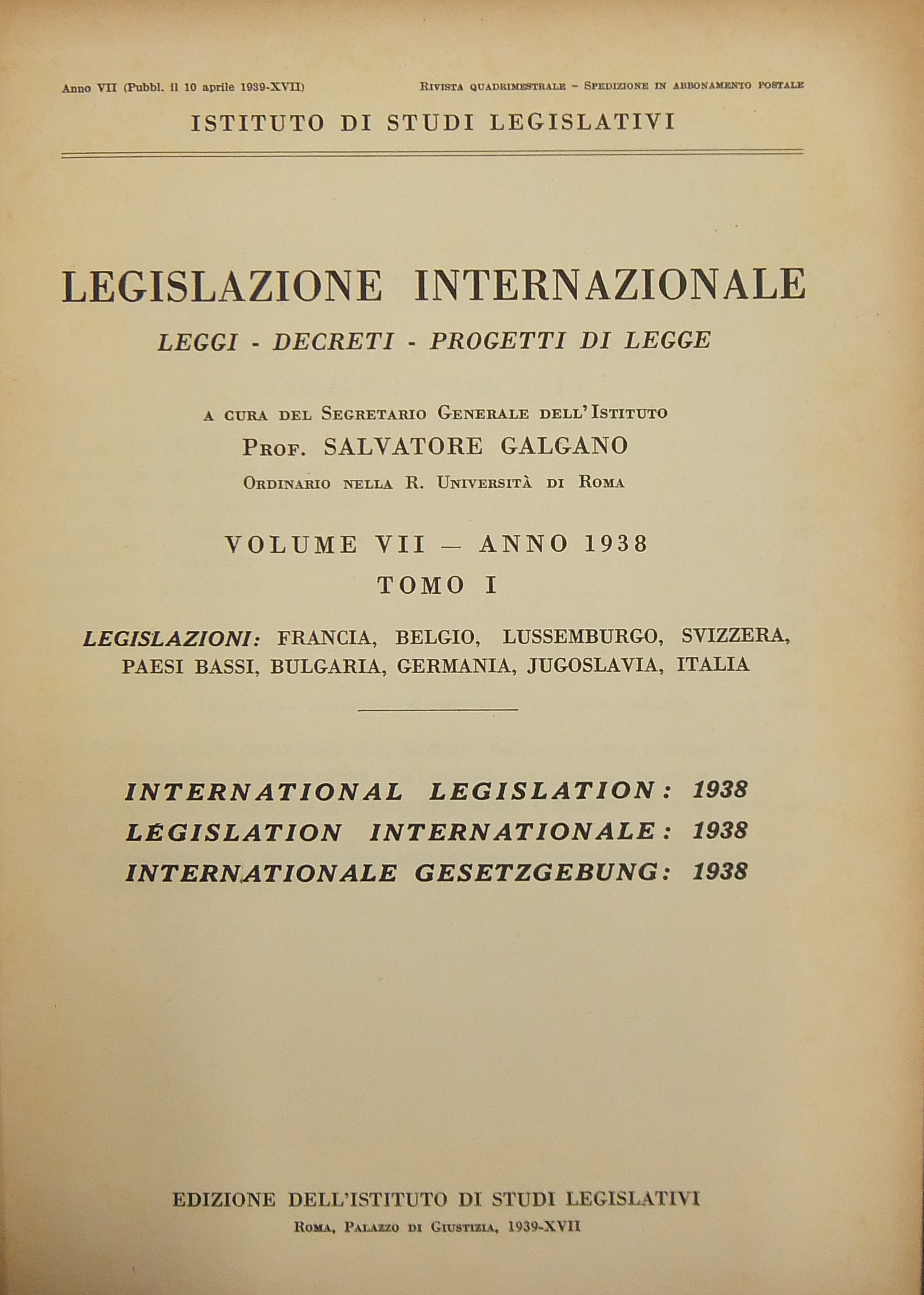 Annuario di diritto comparato e di studi legislativi