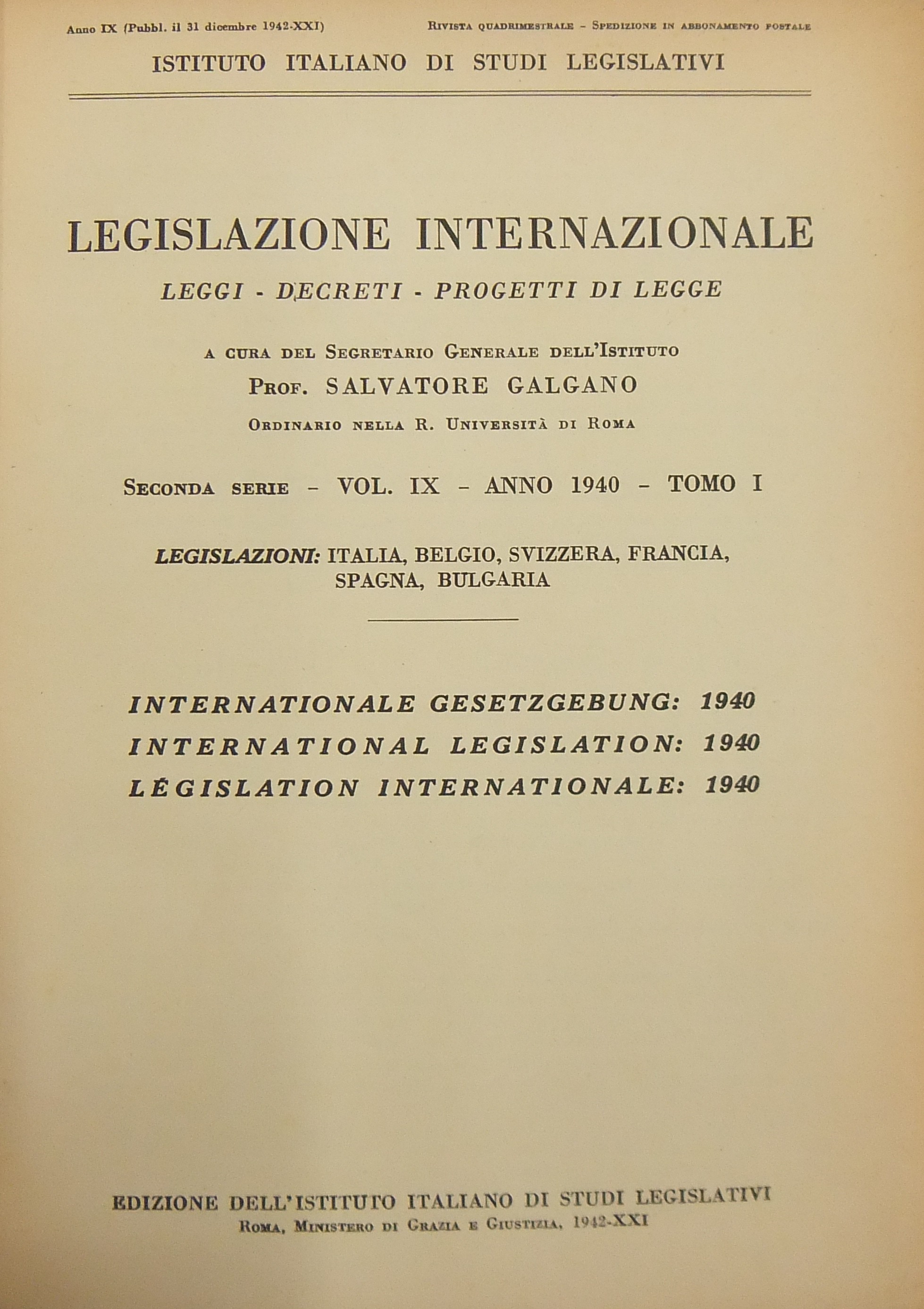Annuario di diritto comparato e di studi legislativi