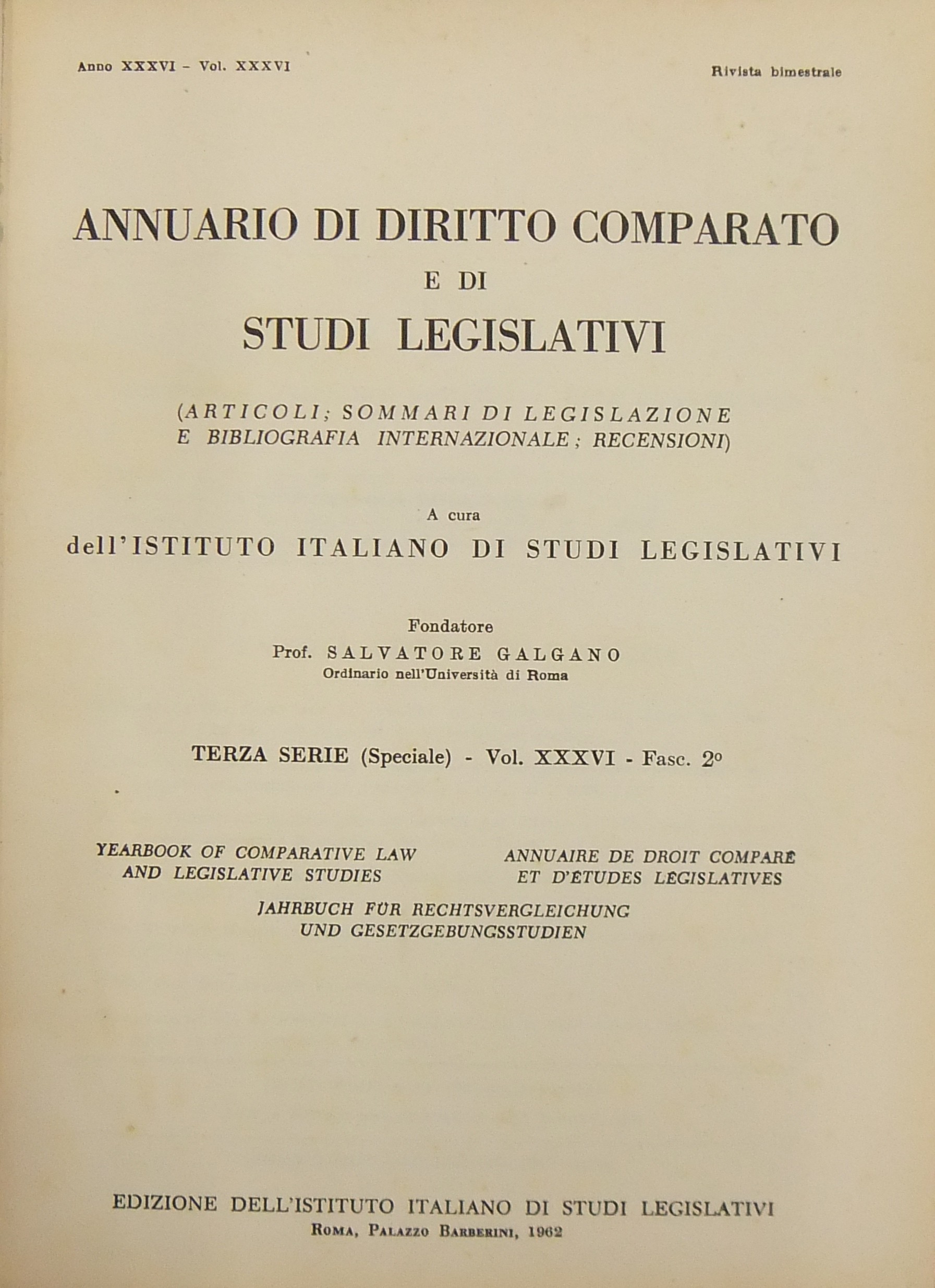 Annuario di diritto comparato e di studi legislativi