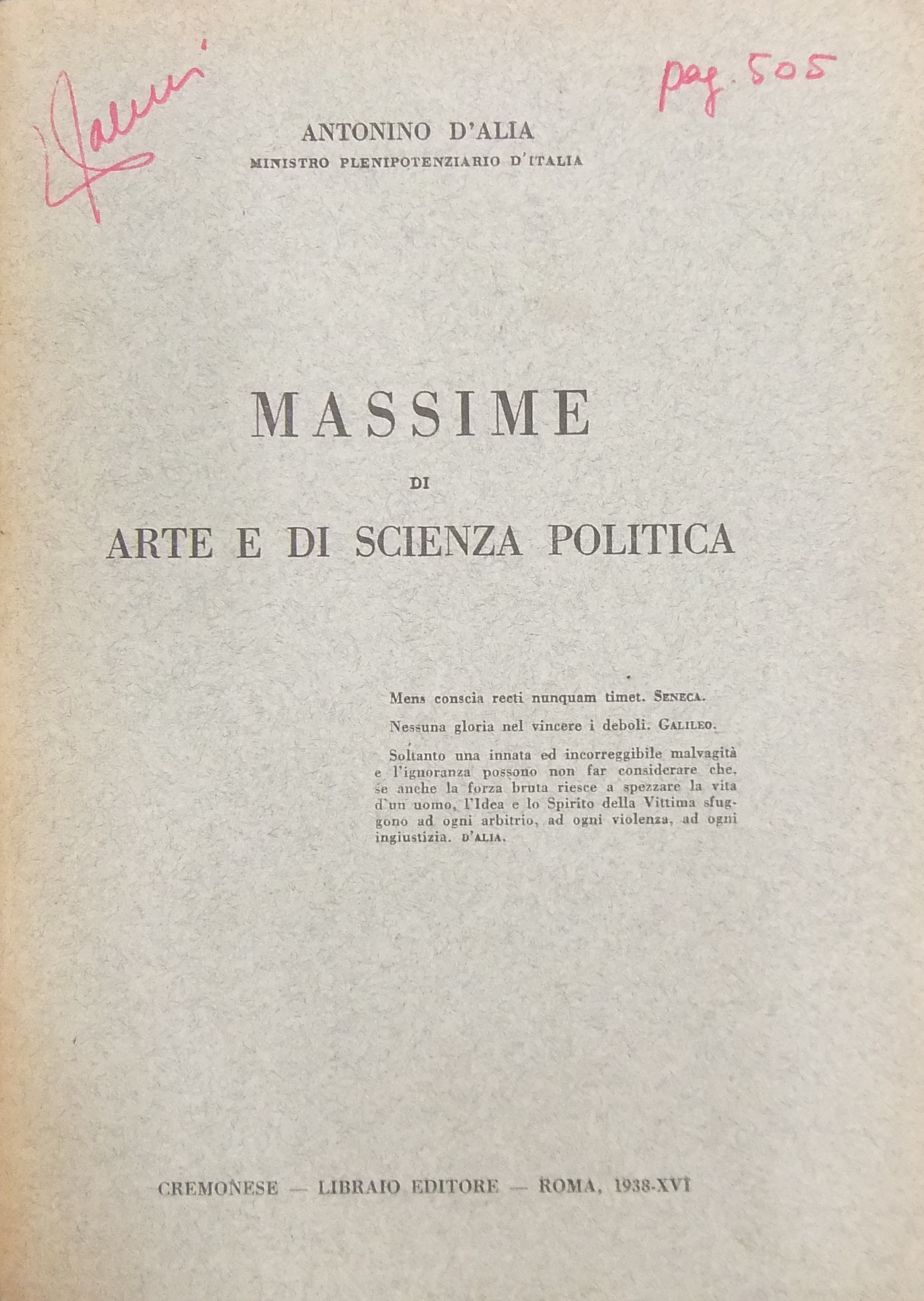 Massime di arte e di scienza politica