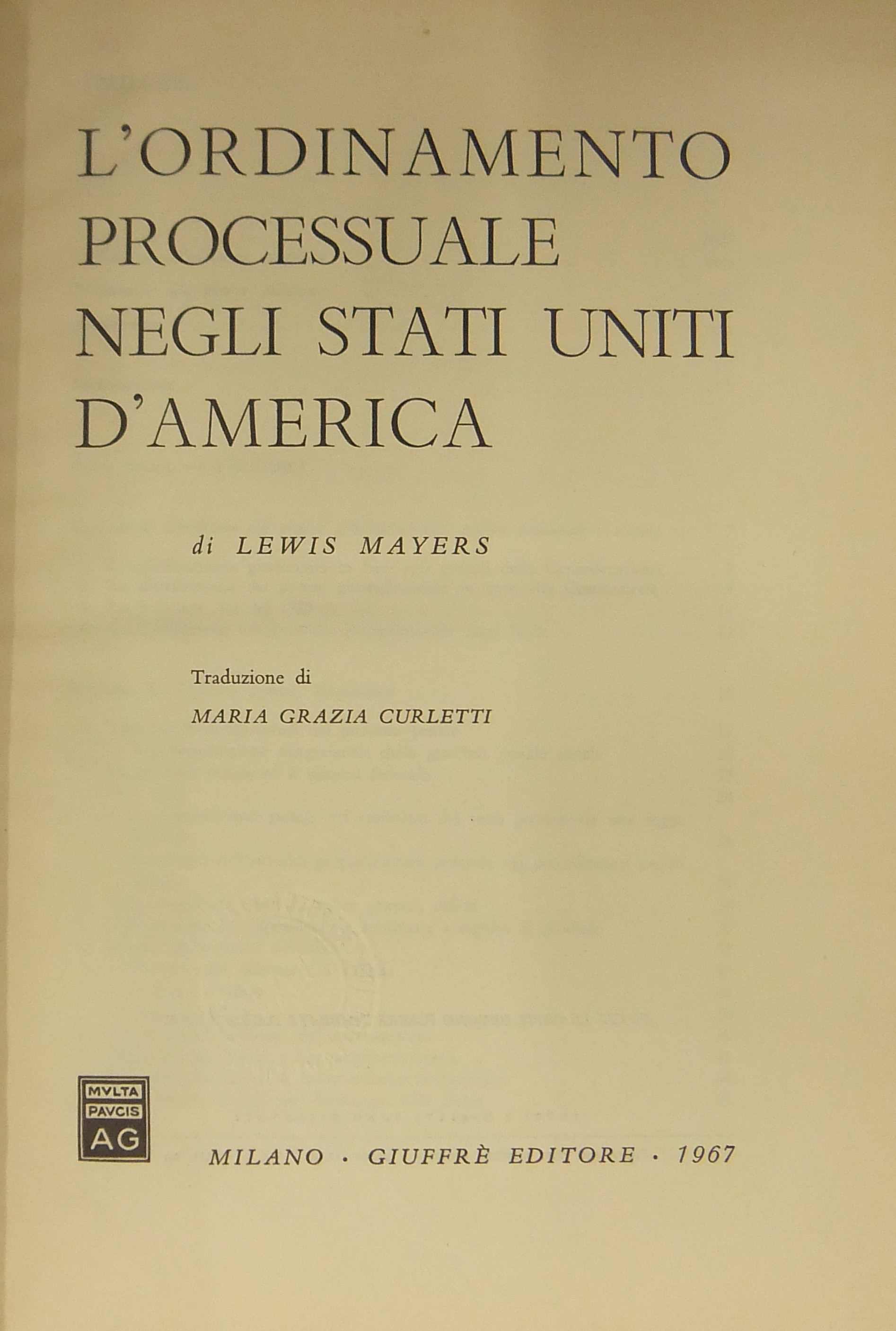 L'ordinamento processuale negli Stati Uniti d'America