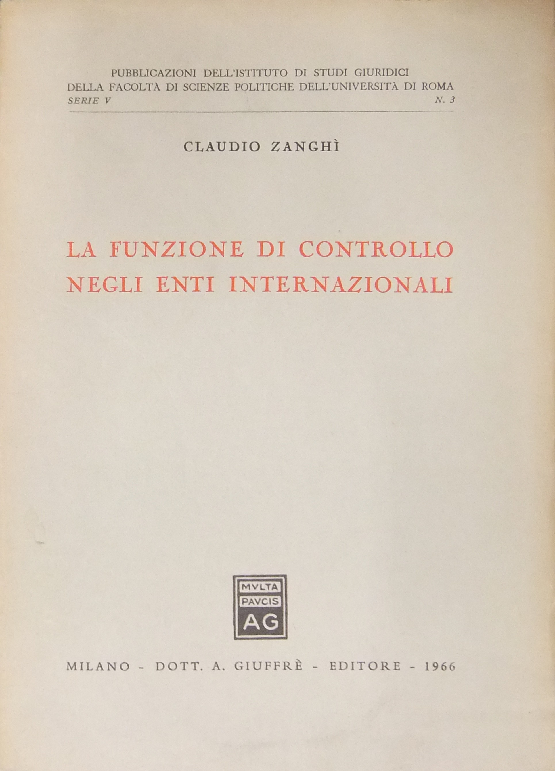 La funzione di controllo negli enti internazionali