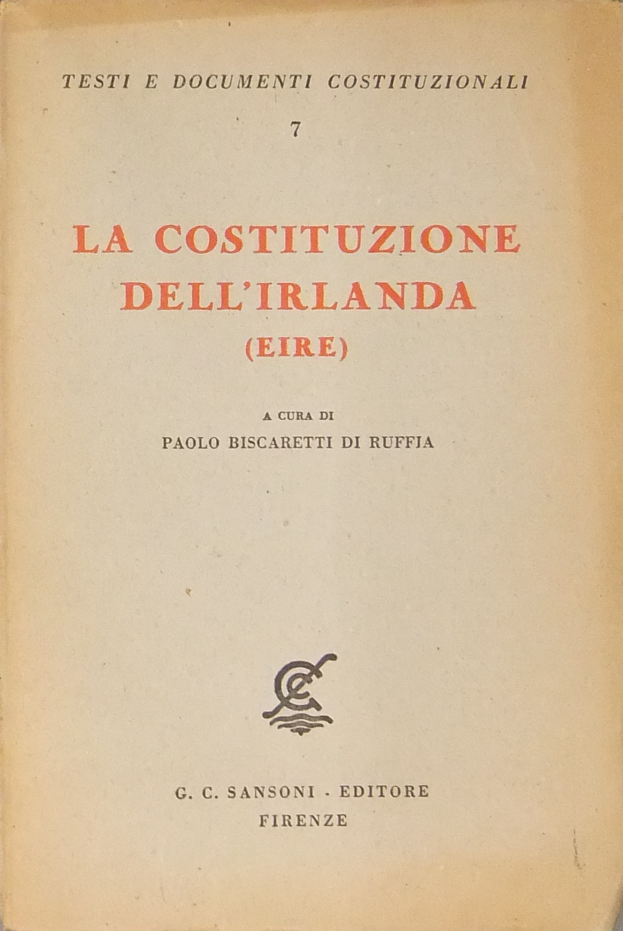 La Costituzione dell'Irlanda. (Eire)