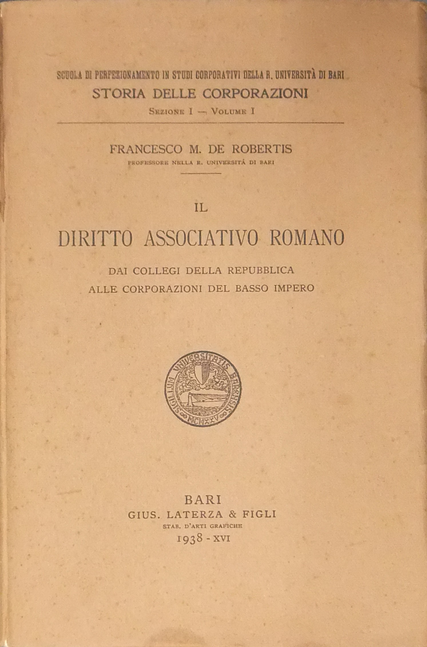 Il diritto associativo romano.