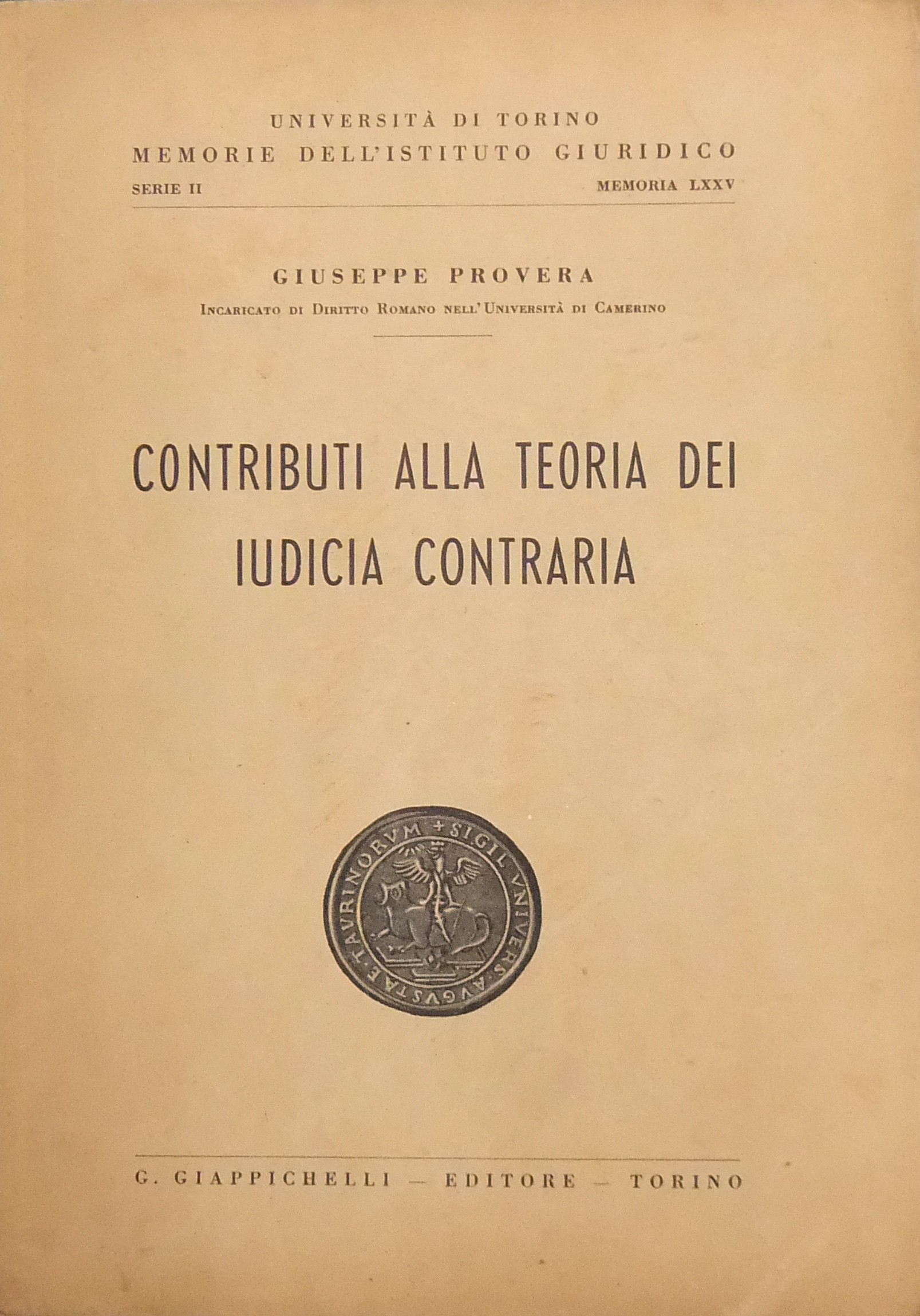 Contributi alla teoria dei iudicia contraria