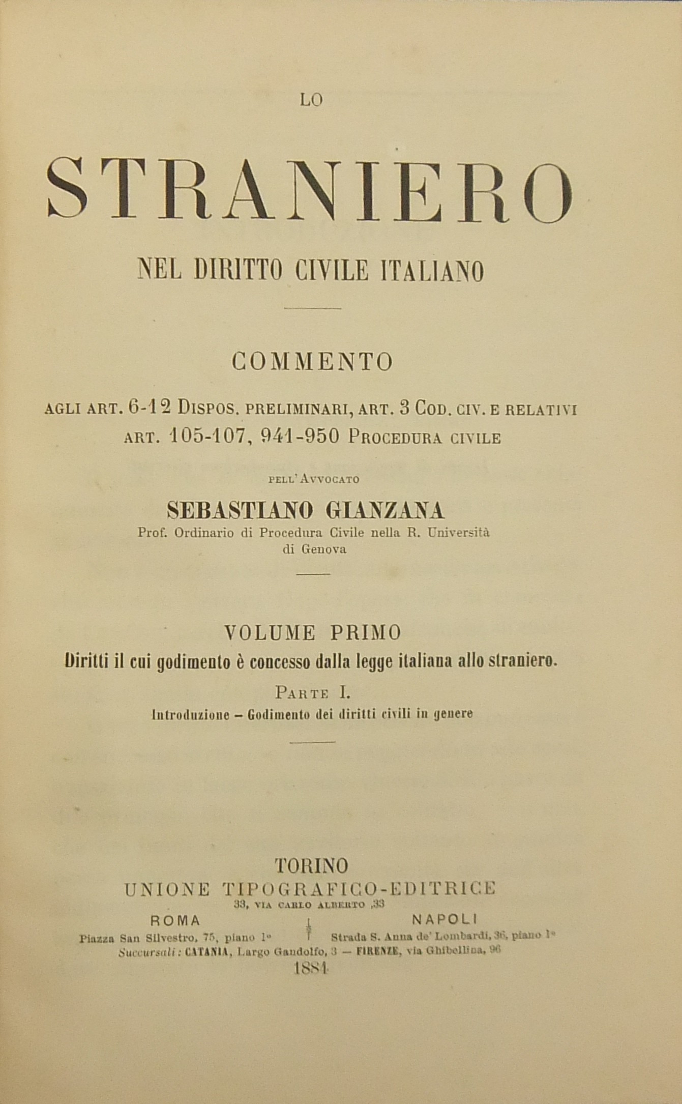 Lo straniero nel diritto civile italiano.