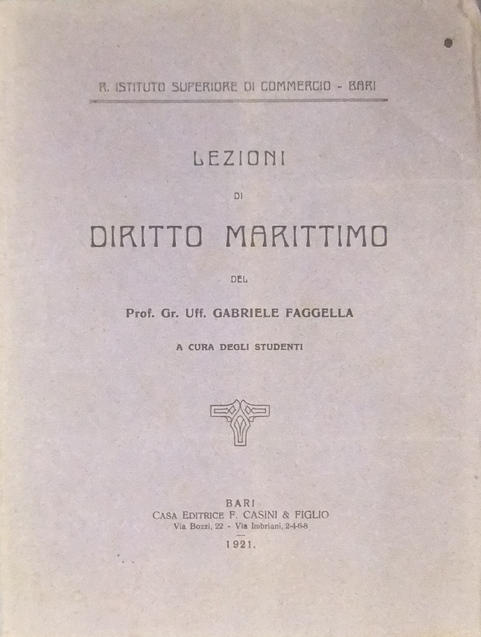 Lezioni di diritto marittimo.