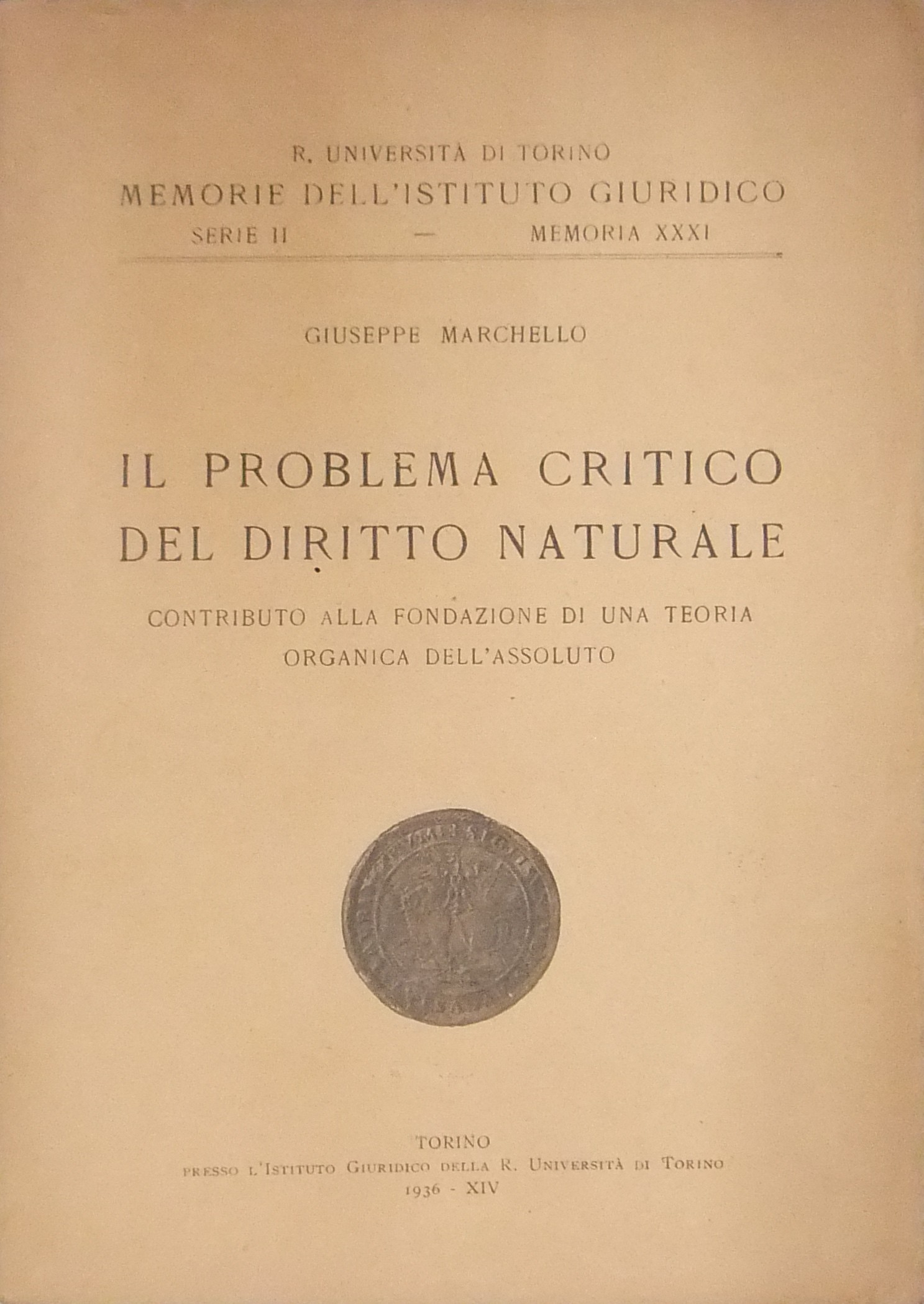 Il problema critico del diritto naturale.