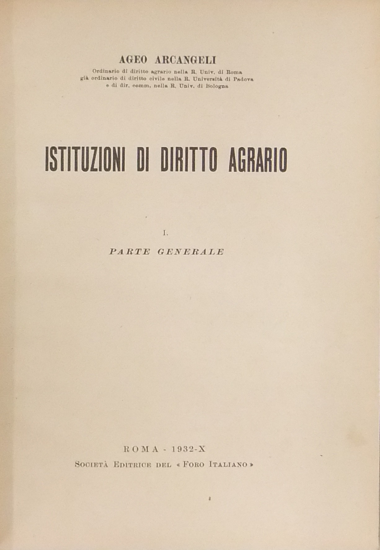 Istituzioni di diritto agrario.