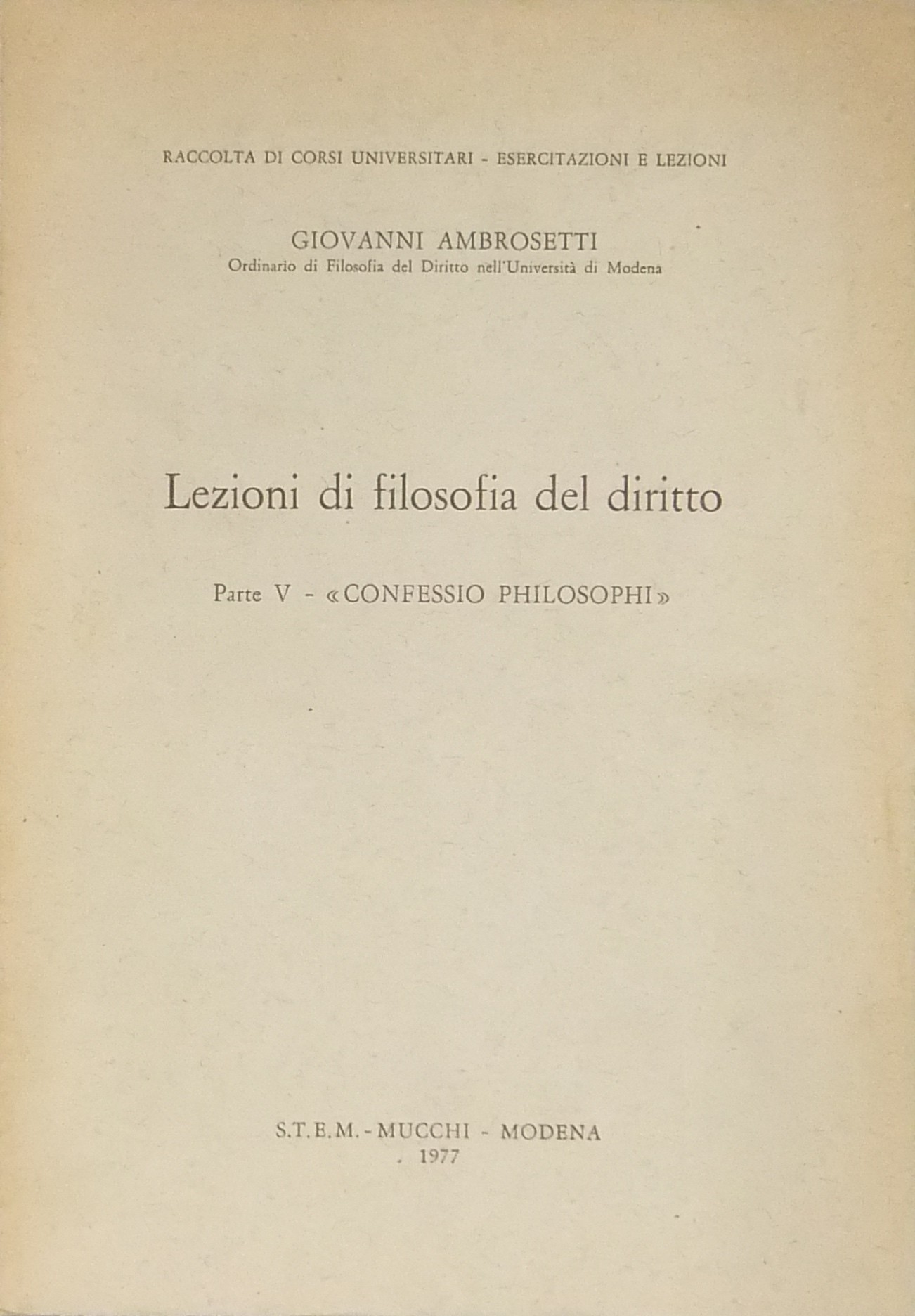 Lezioni di filosofia del diritto.
