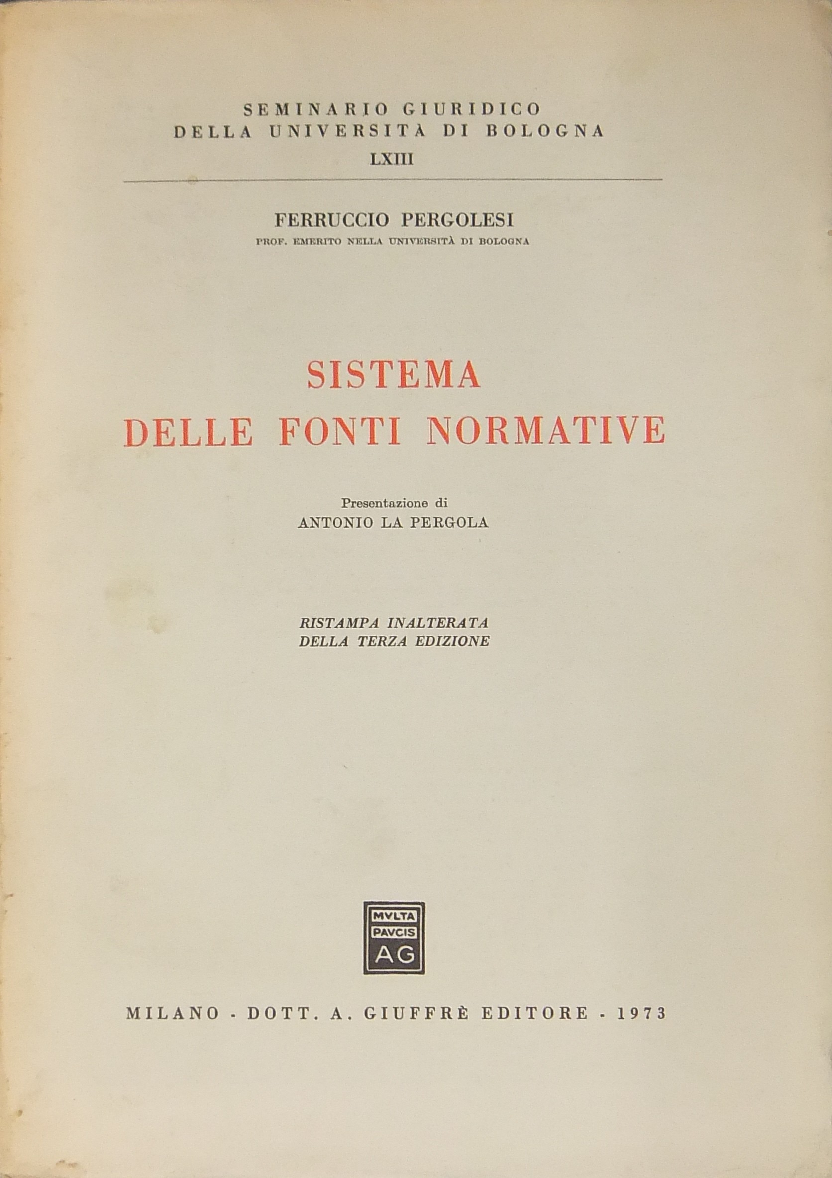 Sistema delle fonti normative.
