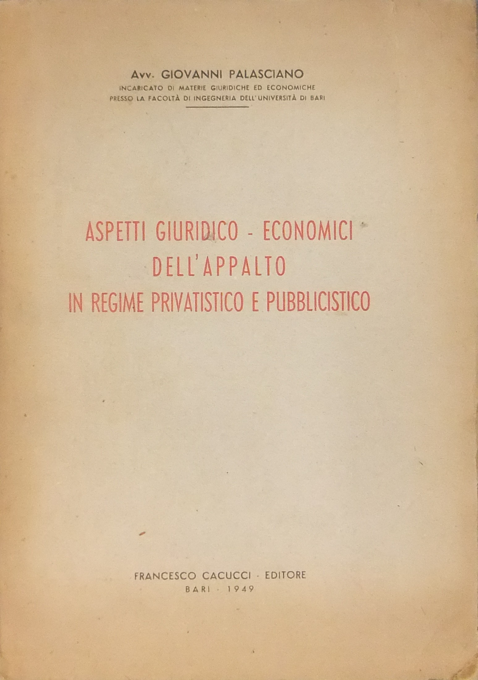 Aspetti giuridico-economici dell'appalto
