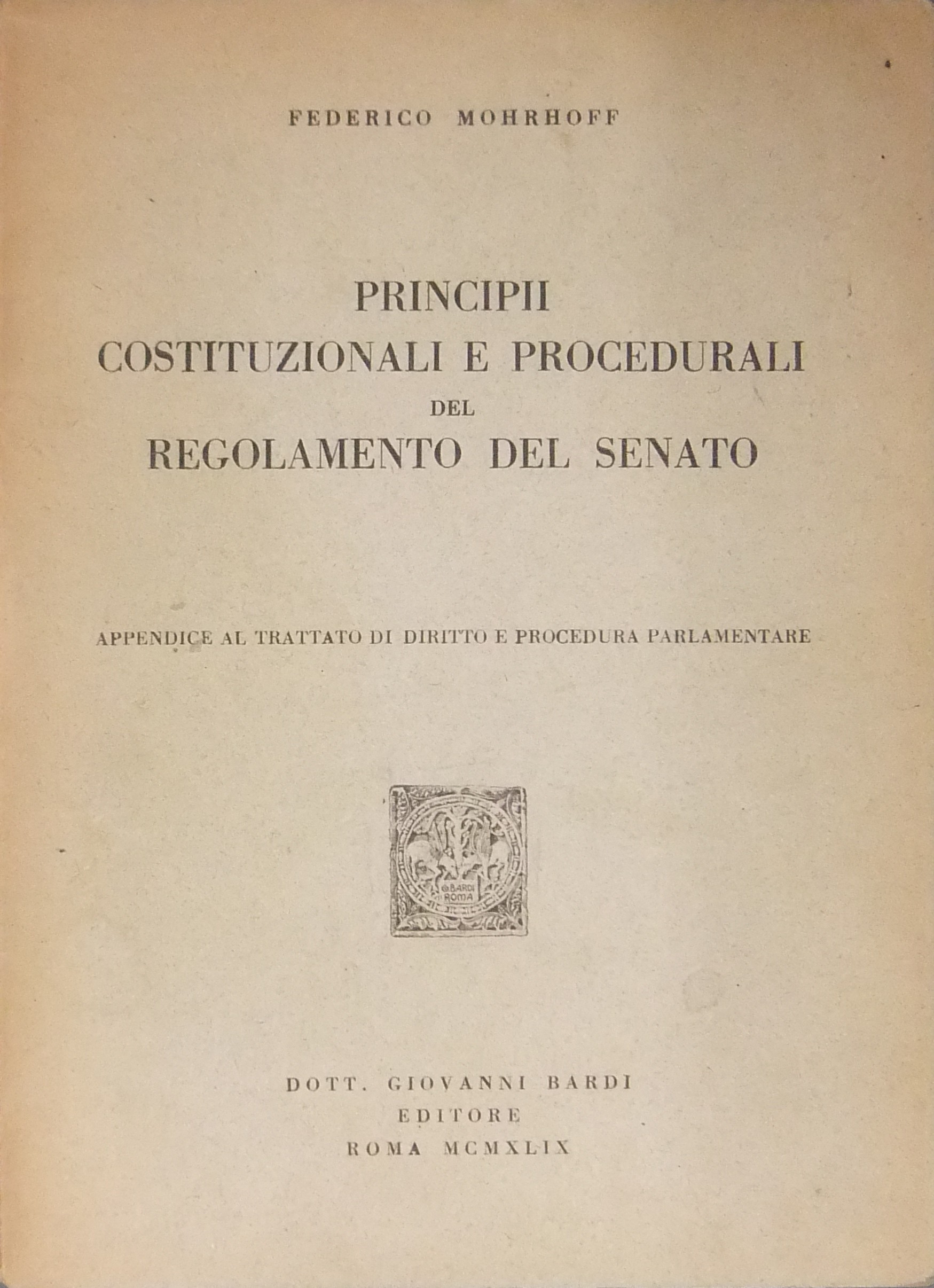 Principii costituzionali e procedurali del regolamento del Senato.