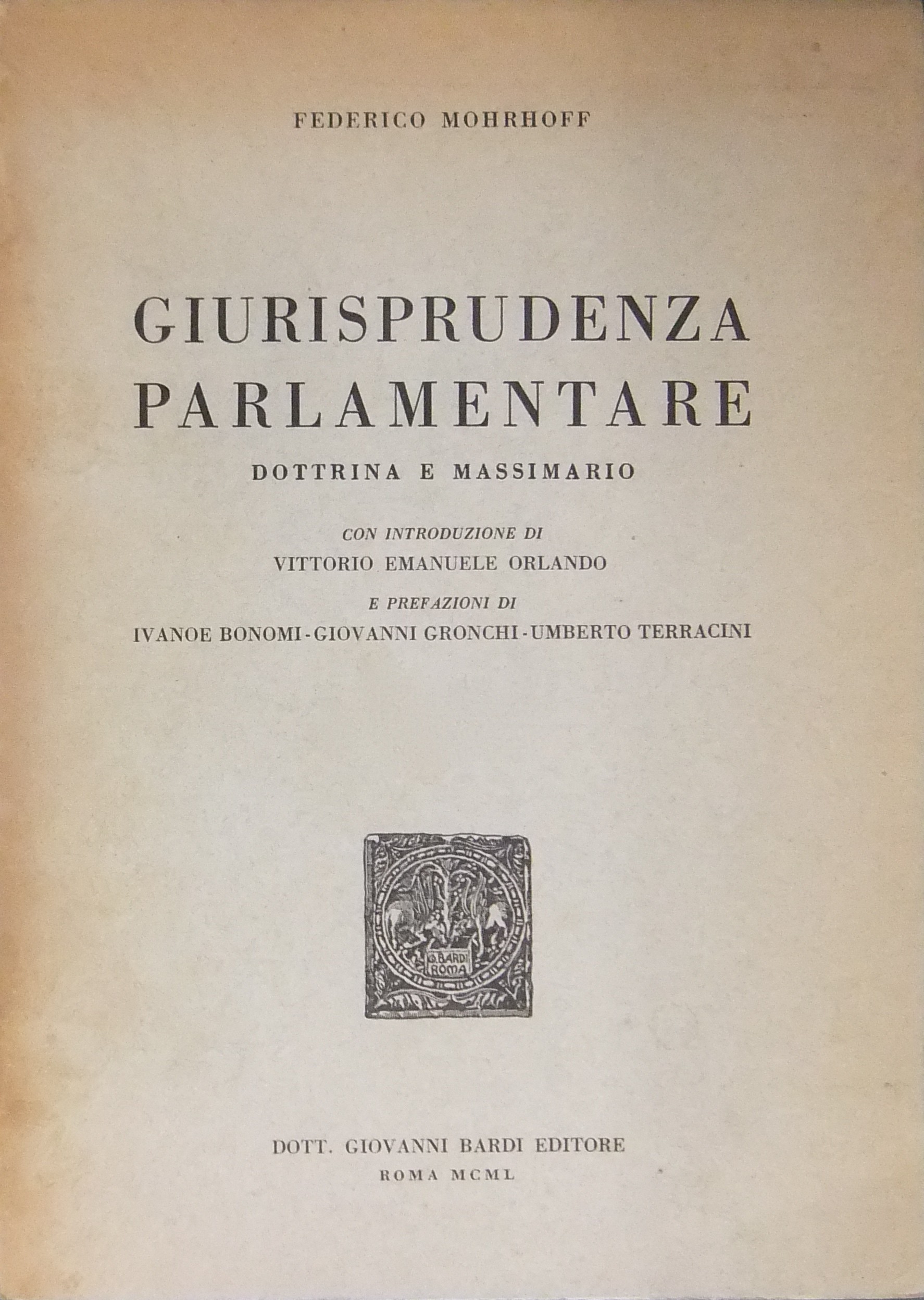 Giurisprudenza parlamentare. Dottrina e massimario.