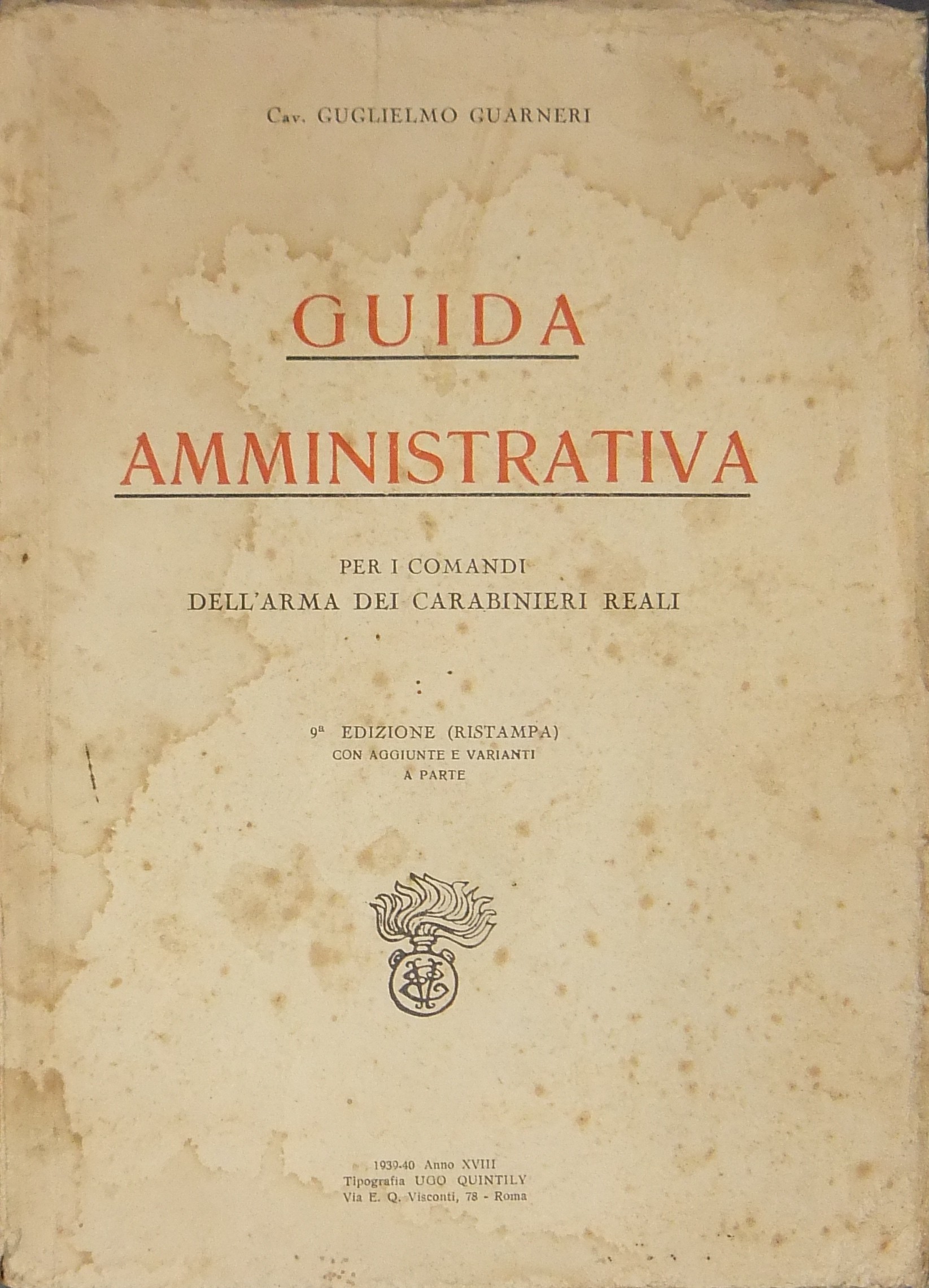 Guida amministrativa per i Comandi dell'Arma dei Carabinieri Reali