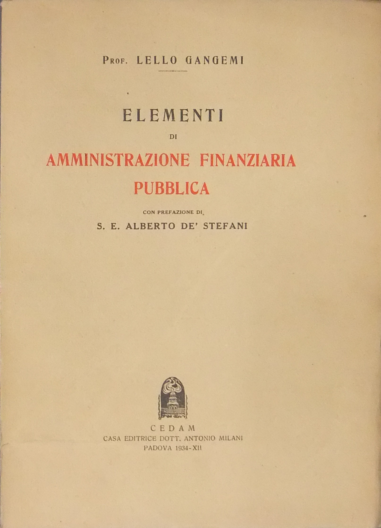 Elementi di amministrazione finanziaria pubblica.