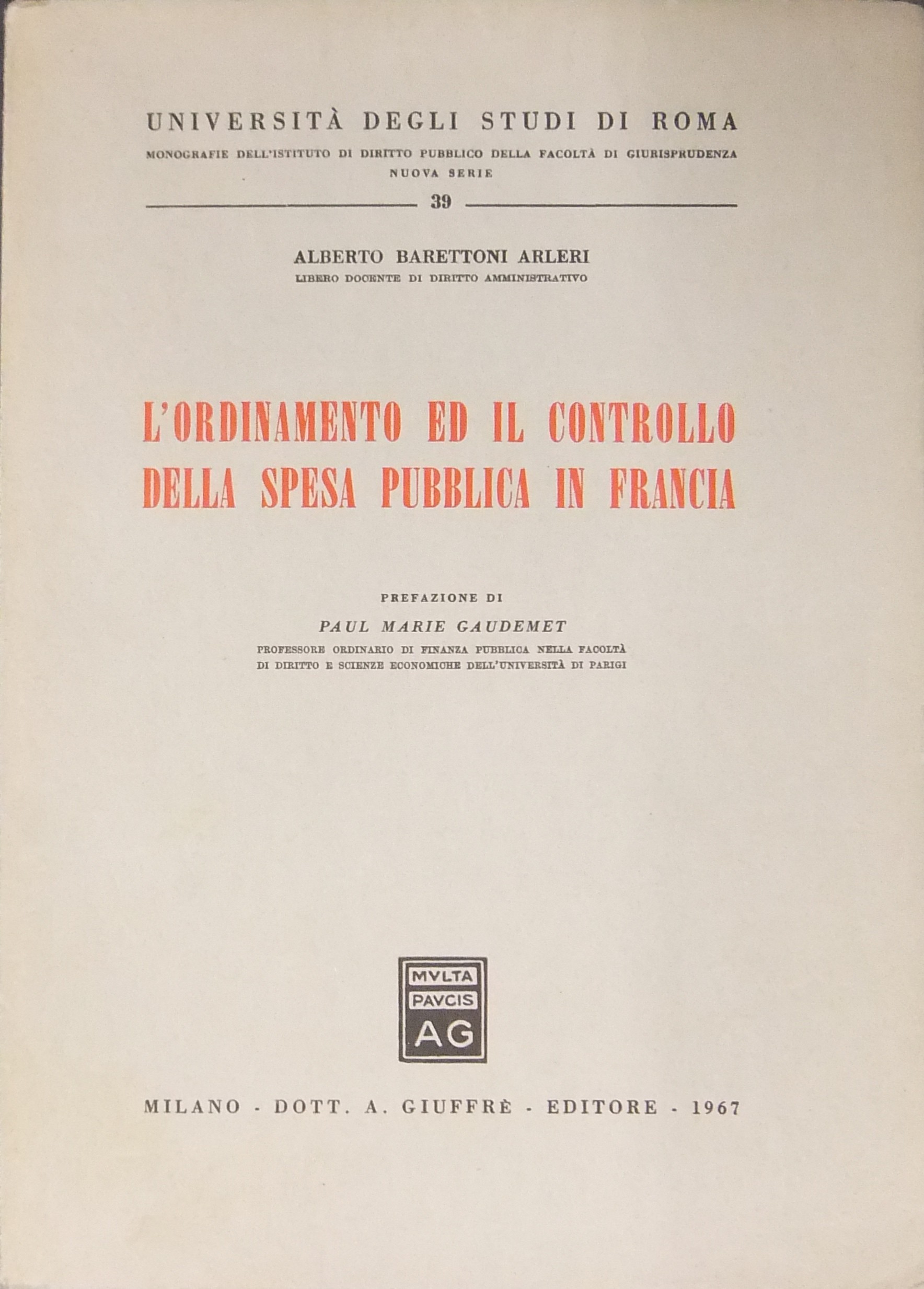 L'ordinamento ed il controllo della spesa pubblica in Francia