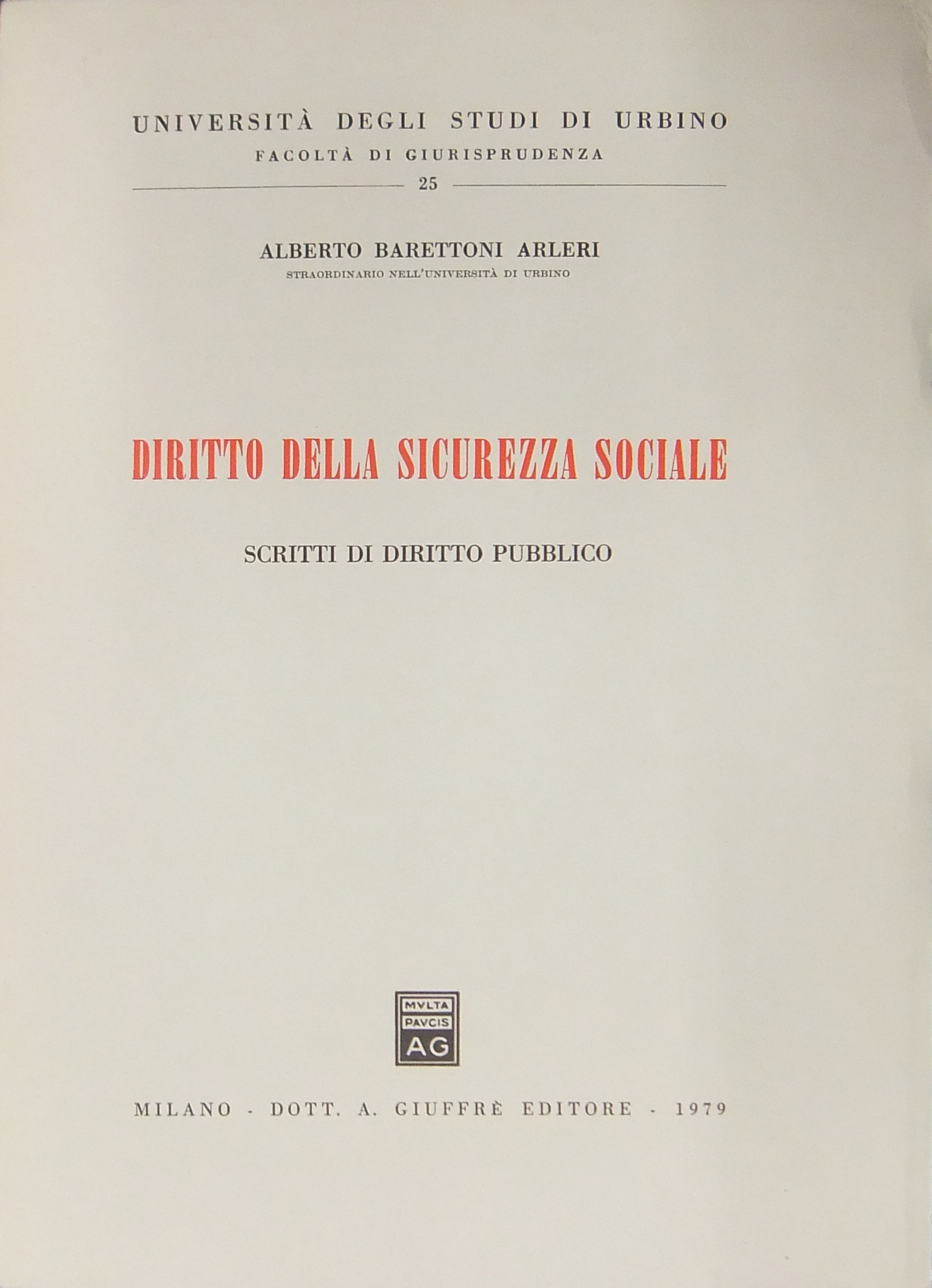 Diritto della sicurezza sociale.