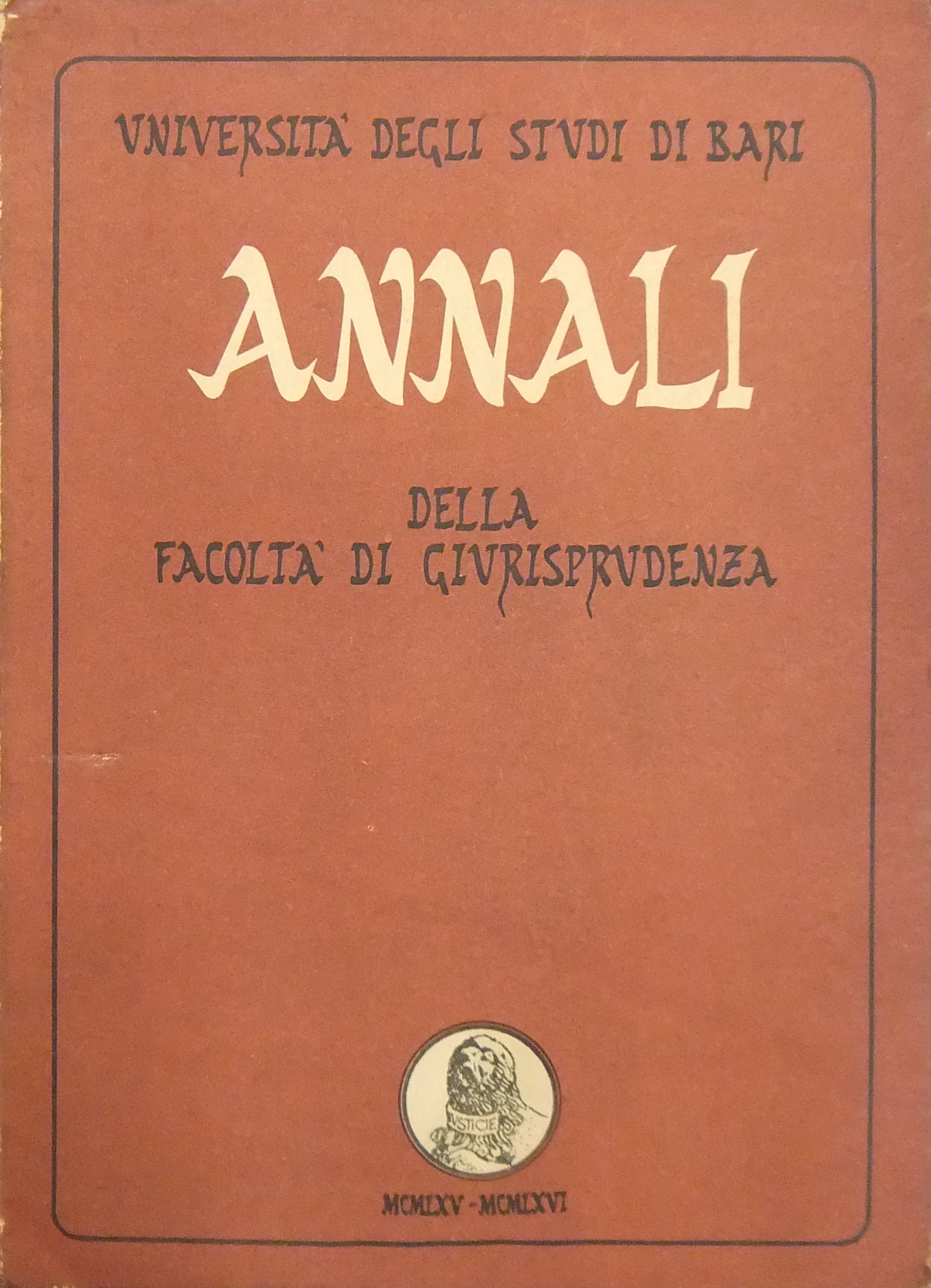 Annali della Facoltà di Giurisprudenza dell'Università degli Studi di Bari.